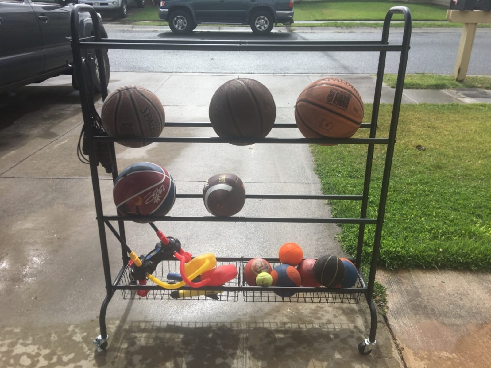 EXTCCT Ball Storage Rack with Wheels for Garage, Sports Equipment Organizer customer photo 1