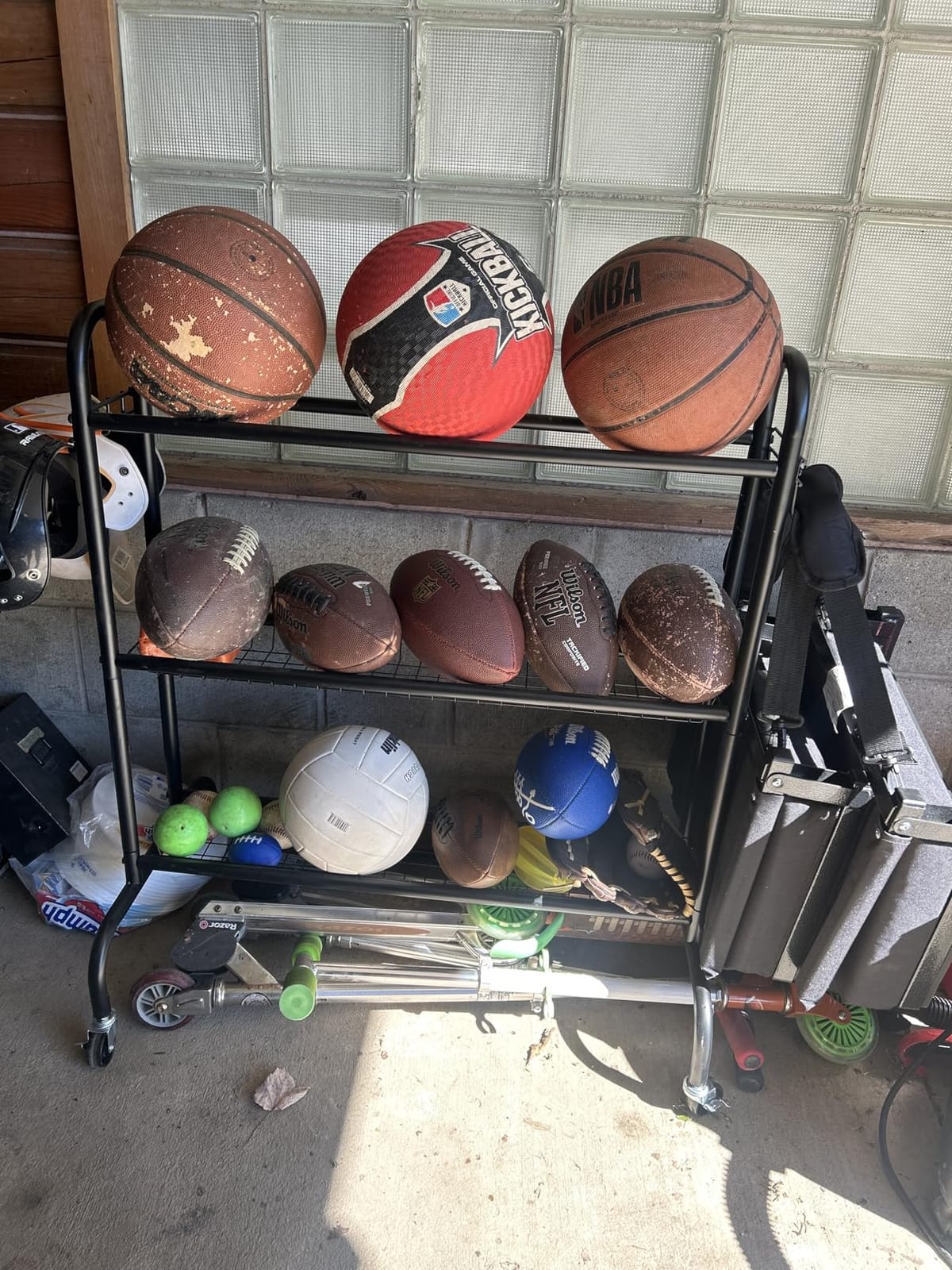 EXTCCT Ball Storage Rack with Wheels for Garage, Sports Equipment Organizer customer photo 2