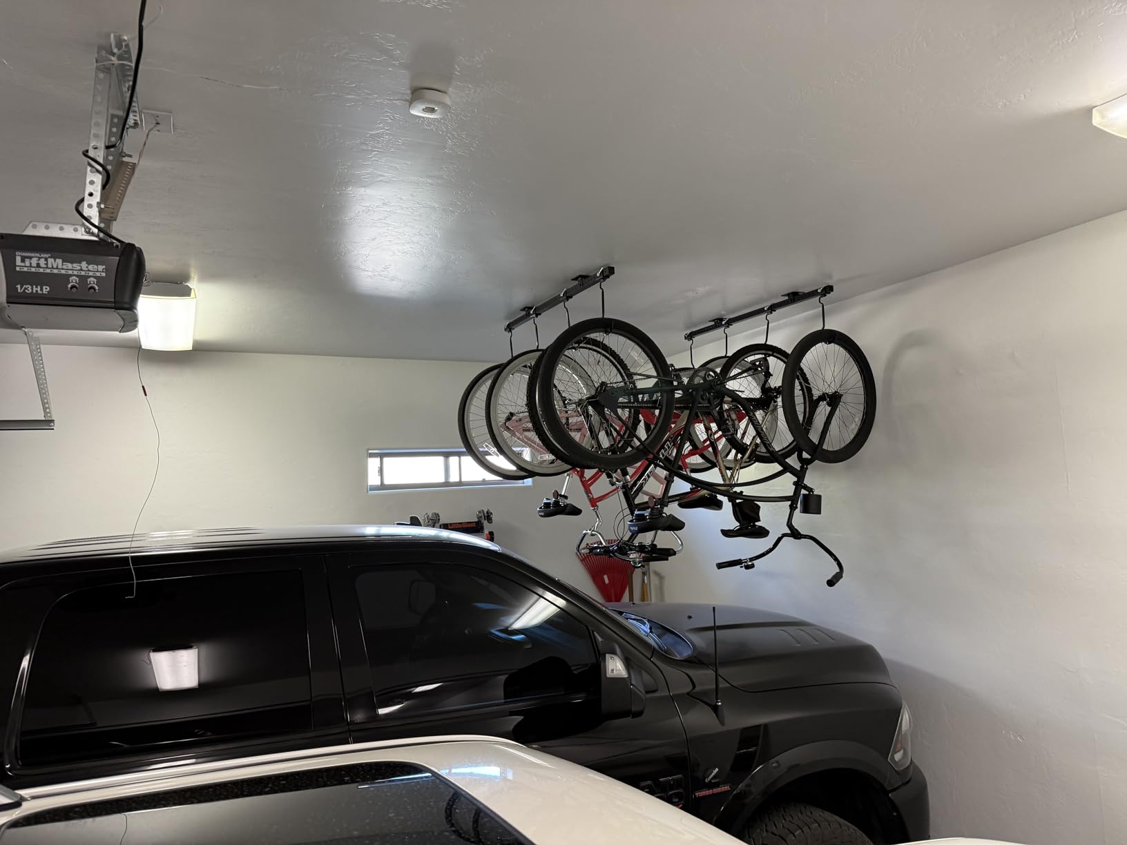 Teal Triangle Adjustable Ceiling Mounted Bike Rack for Garage, Hold 8 Bikes customer photo 1