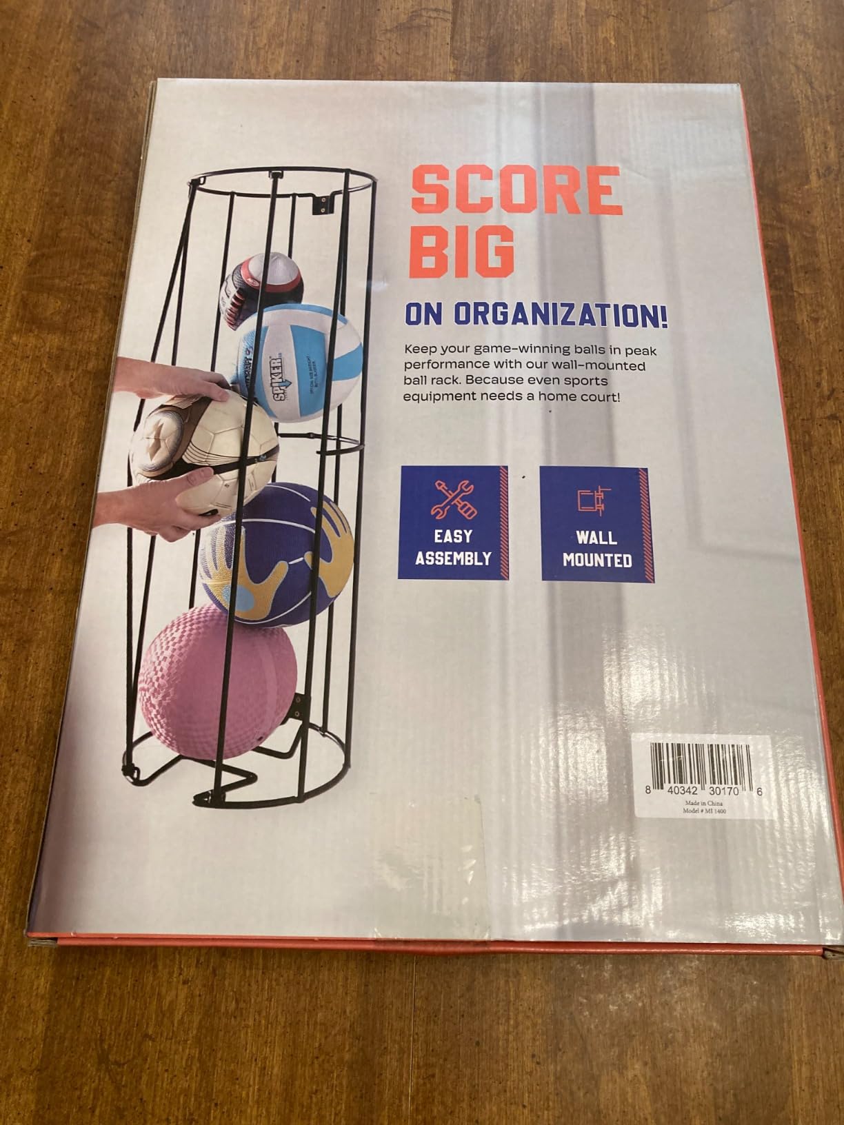 Vertical Ball Storage Rack, Wall-Mounted Garage Sports Equipment Organizer, Soccer Ball, Volley Ball, Football, and Basketball Holder, Space-Saving Vertical Ball Rack for Garage, Gym, or Playroom customer photo 2