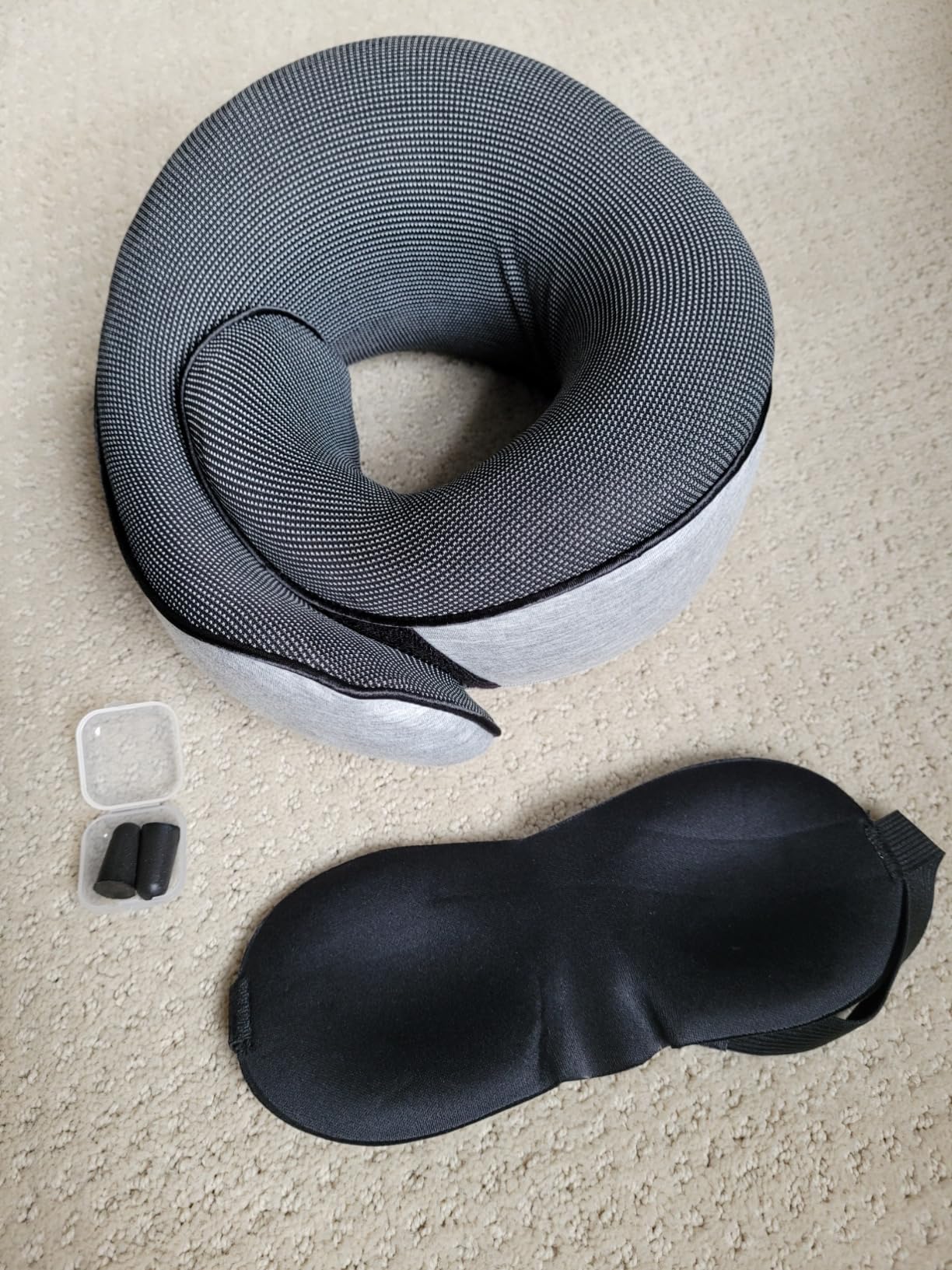 Proglobe Travel Pillow, 100% Memory Foam Airplane Neck Pillow, Dark Grey customer photo 1