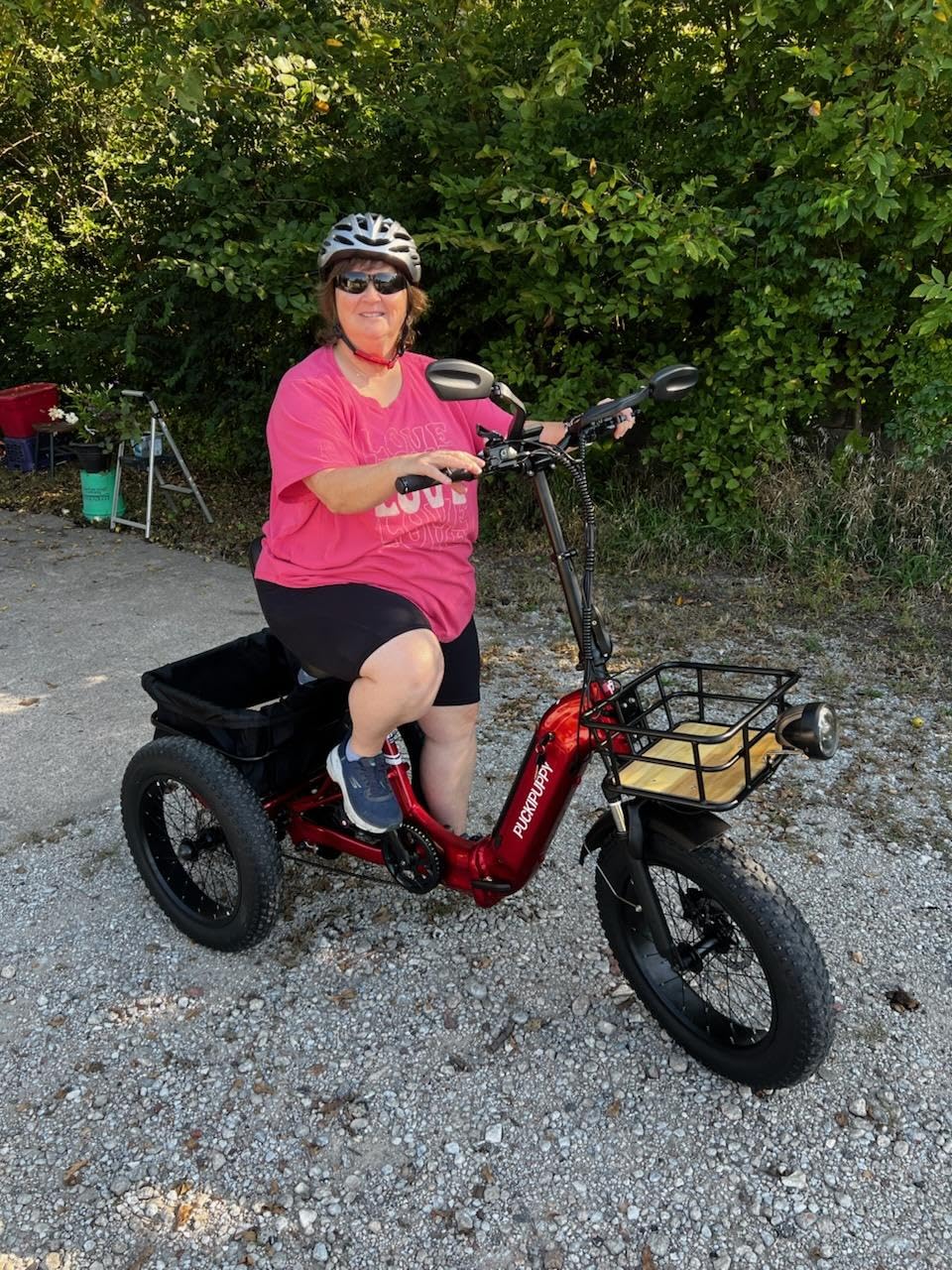 PUCKIPUPPY Dual Battery Electric Tricycle with 110-Mile High Range, 960W Peak Motor Pickup Class Trike, 500lb Load Capacity, 20'' Fat Tires and Large Basket for City and Mountain Trails, Husky Plus customer photo 1