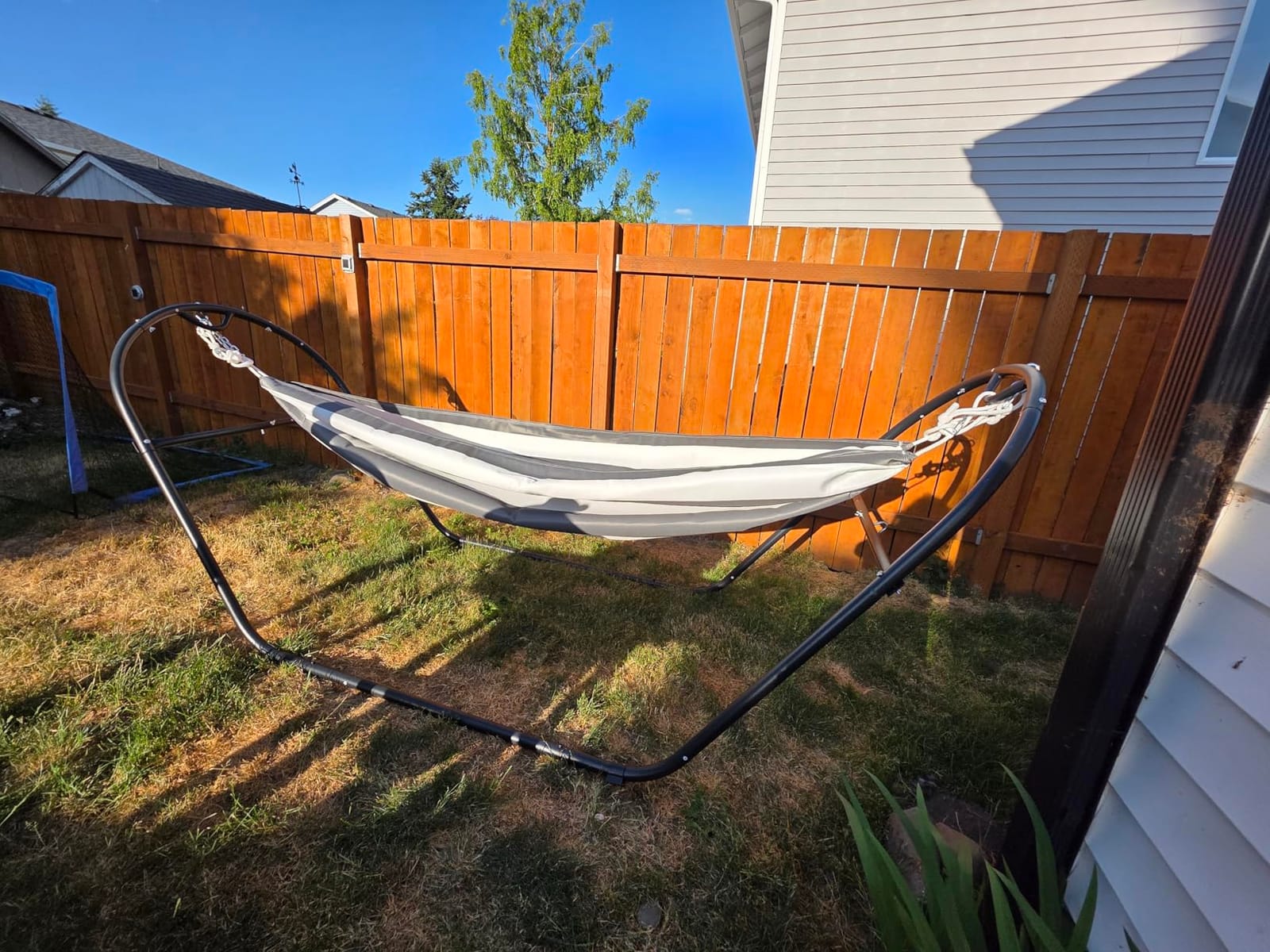 SUNCREAT Universal Steel Outdoor Hammock Stand Only, Heavy Duty, Weather-Resistant Hammock Stand for Outside, Fits 9.5 to 14 Feet Long Hammock, 475-Pound Capacity, Patent Pending, Black customer photo 1