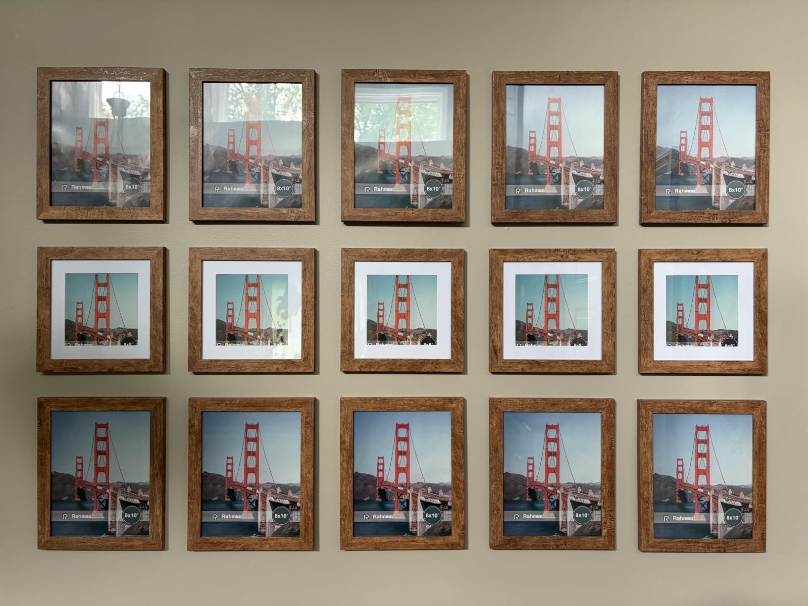 iRahmen 11x14 Picture Frame Set of 4 with Tempered Glass, Rustic Brown Frame Display 8x10 Pictures with Mat or 11 x 14 Without Mat, Wooden Photo Frames for Wall Mounting customer photo 1