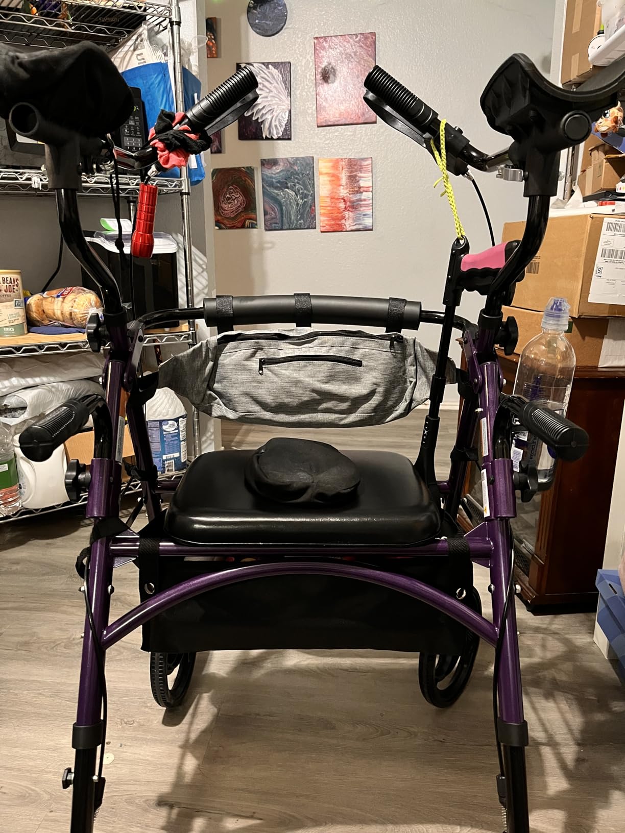 ELENKER Upright Rollator Walker, Stand Up Walkers for Seniors with Armrest, Front Pouch, 10”Wheels, Sponge Padded Seat and Backrest, Fully Adjustment Frame, Orange customer photo 2