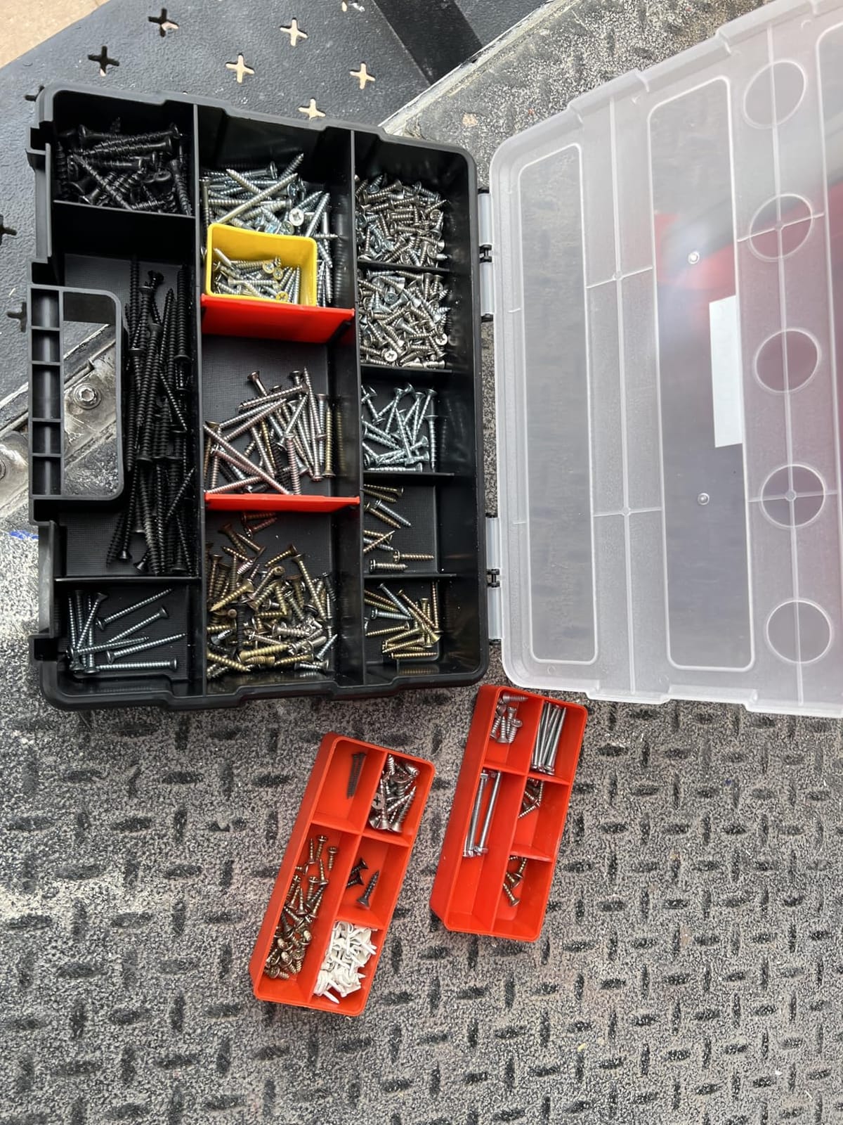 Hanging Tote Kit for Van Shelving Storage, Work Van Organizers and Storage Boxes, 3 Small Parts Tool Box Organizer 63 Compartments and 1 Metal Hanging Organizer Holder customer photo 2