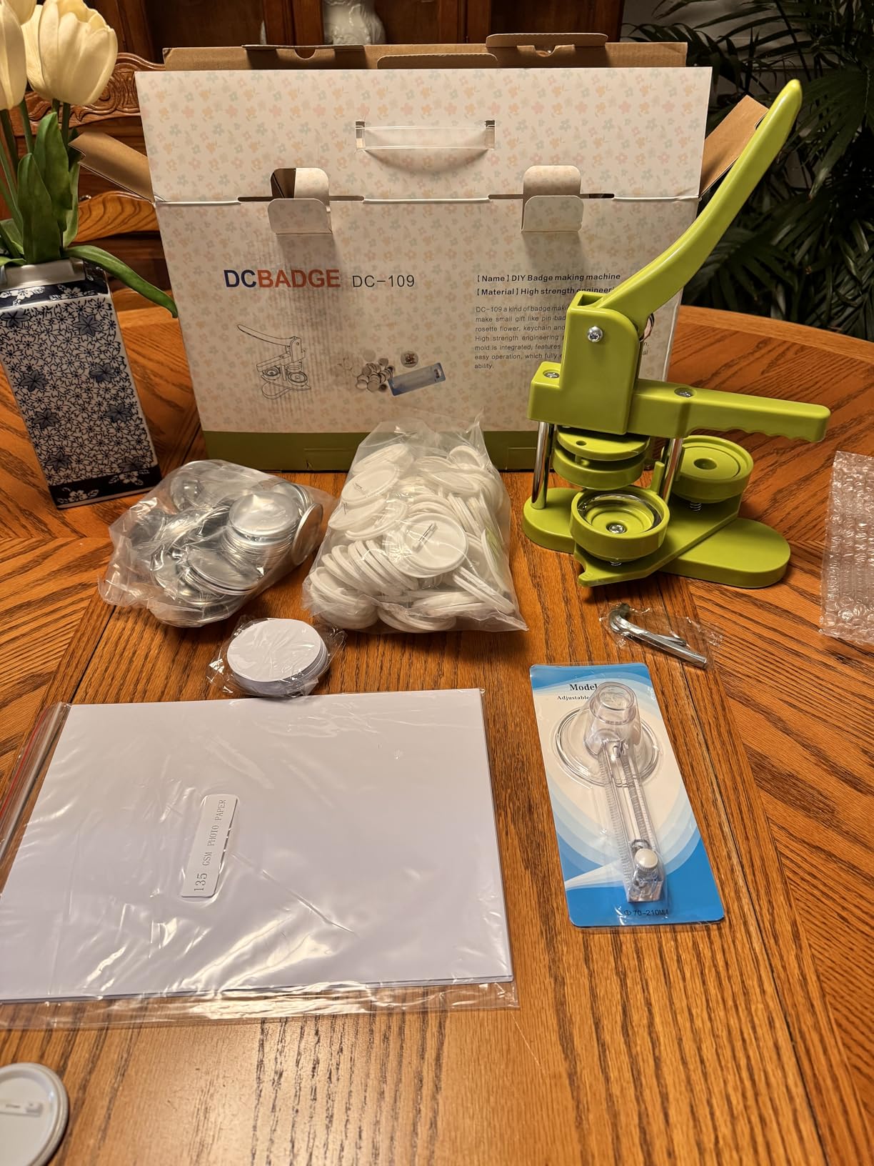 DCBADGE Button Maker Machine, Button Pin Maker (3rd Gen) Installation-Free DIY, Button Press Machine Kit with Free Button Parts&Circle Cutter&Wrench Gadget (Light Blue, 58mm(2.25in)) customer photo 1