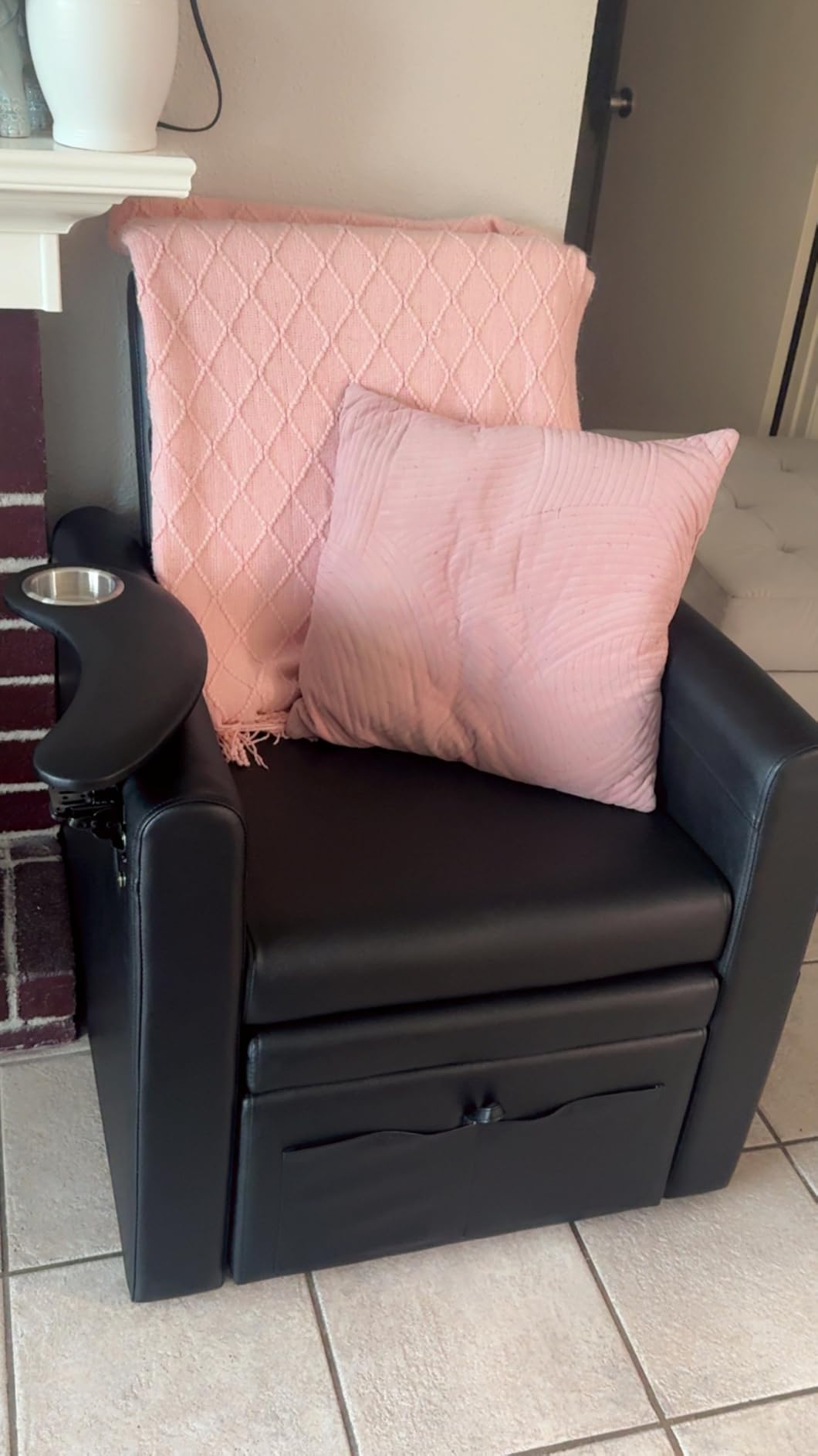 OmySalon Electric Pedicure Chair Pedi Station w/Adjustable Backrest, Movable Cup Holder & Hidden Storage Platform, No-Plumbing Full-Floor Support for Professional Nail Tech Supplies Spa Salon (Black) customer photo 2