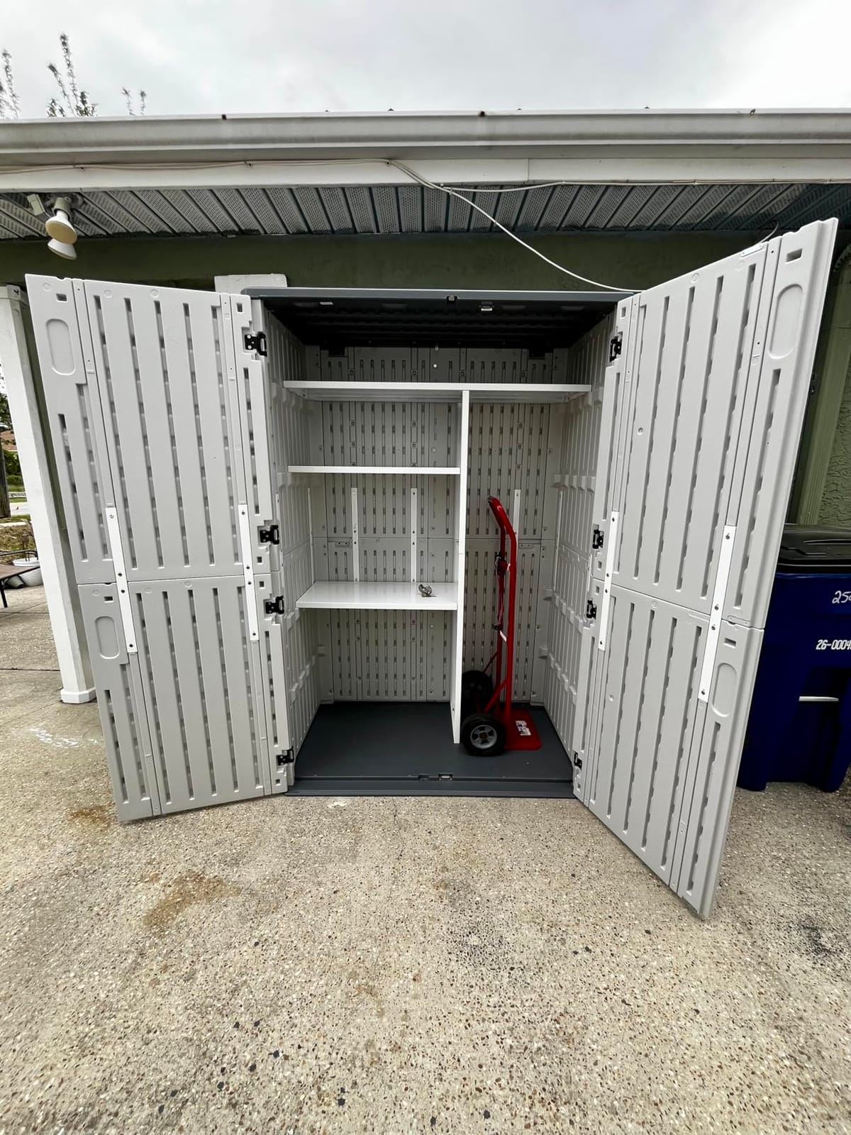 Aoxun 64 Cu.Ft Resin Storage Shed with Metal Shelving Kit & Floor, White customer photo 1