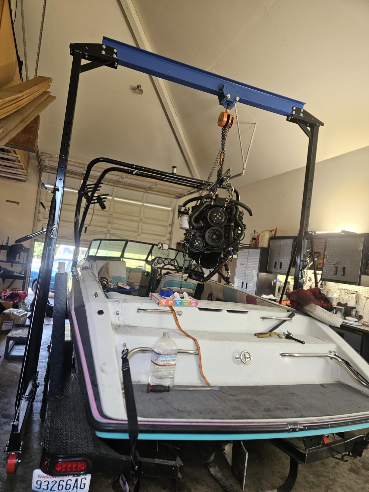 3 Ton 6600Lb Gantry Crane, 8.53FT Maximum Width, 8.53-12.47ft Adjustable Height, Portable Shop Lift Hoist with 3 Ton Manual Trolley, Black customer photo 1