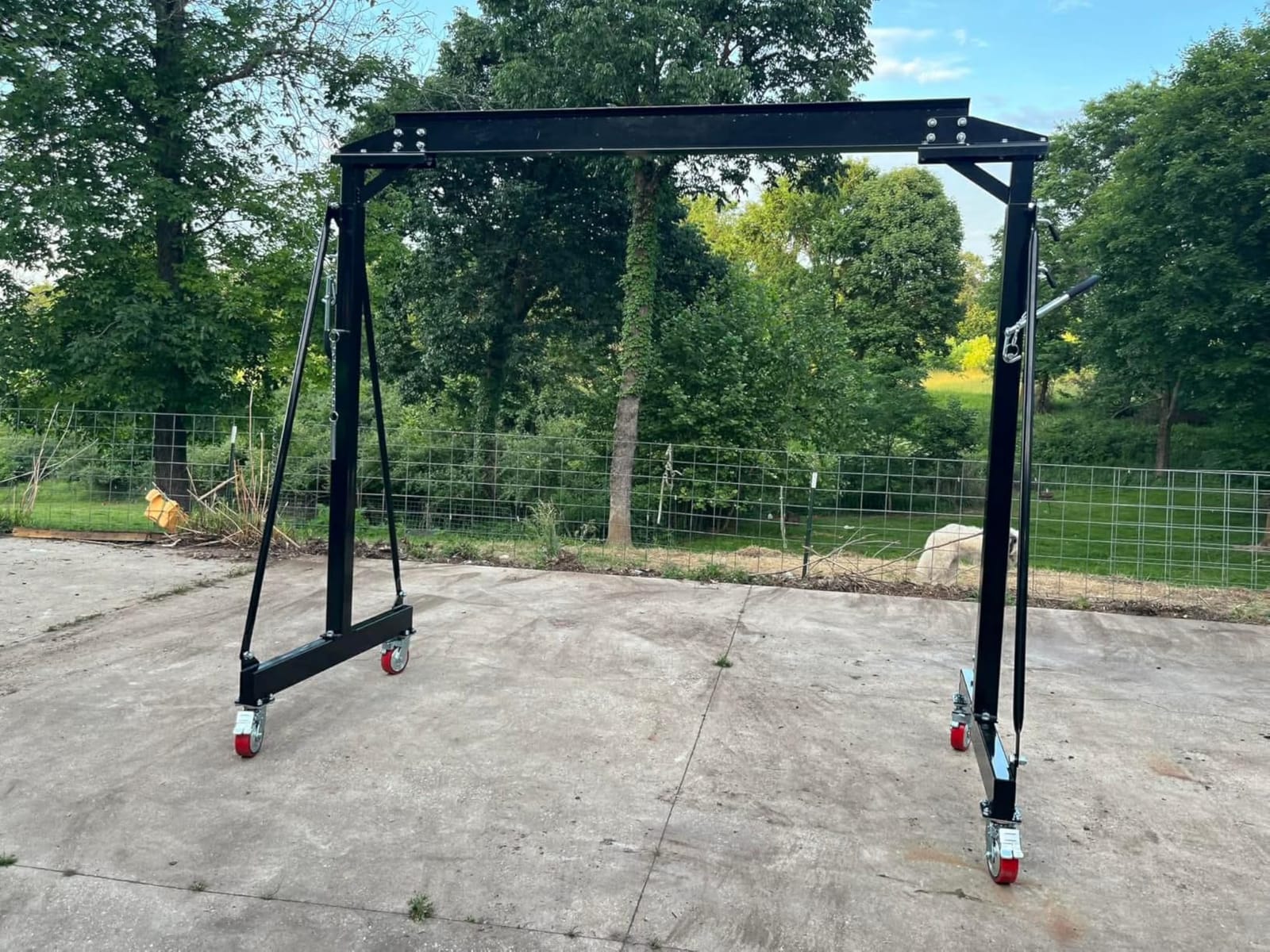 3 Ton 6600Lb Gantry Crane, 8.53FT Maximum Width, 8.53-12.47ft Adjustable Height, Portable Shop Lift Hoist with 3 Ton Manual Trolley, Black customer photo 2