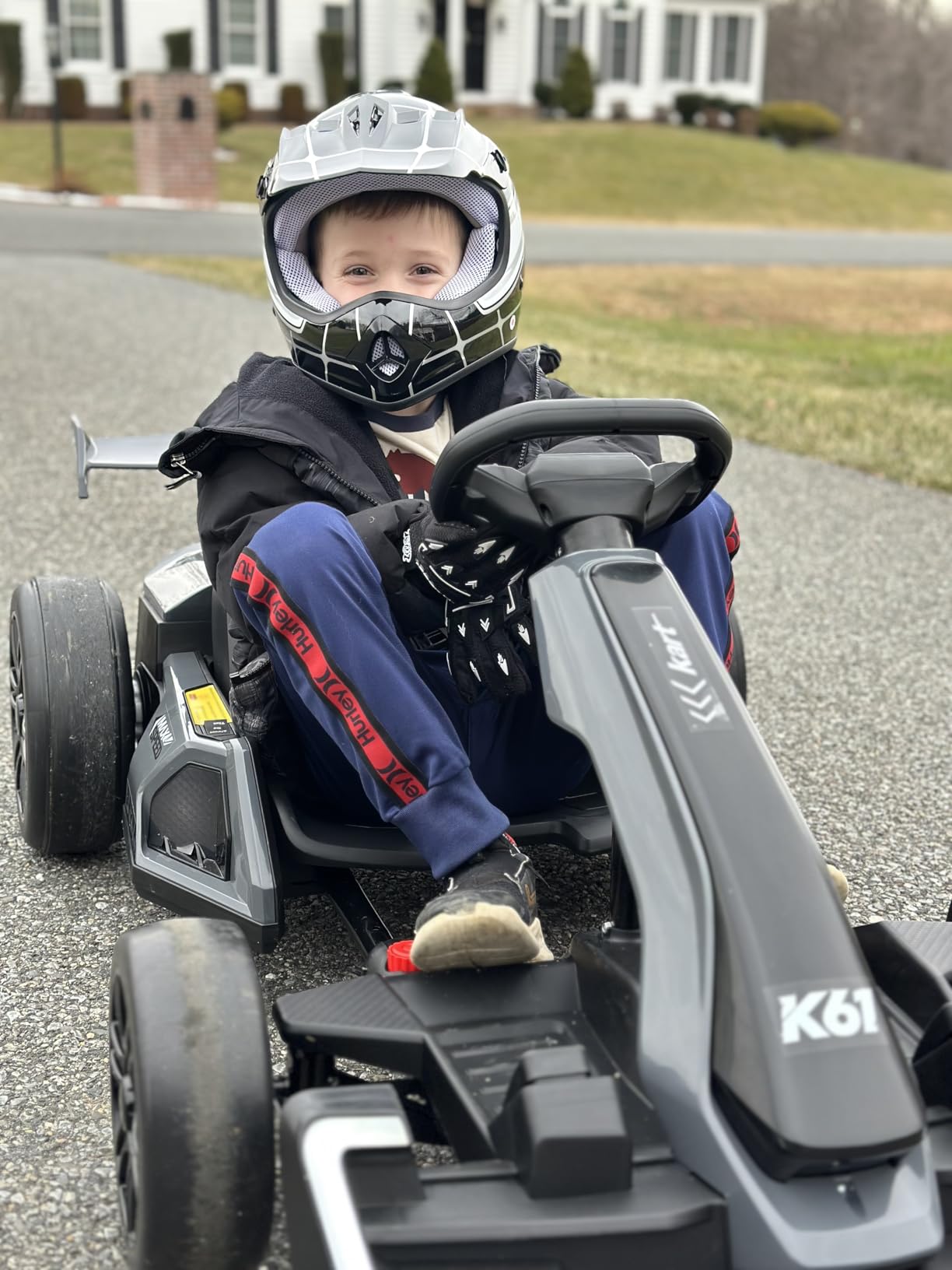 KerryYoo K61 Go Kart Electric Drift Kart with Length Adjustable Seat, 24V Ride on Toys with 4 Speed Mode,300W Outdoor Ride On Crazy Kart, 8.5 MPH, Bluetooth - Blue customer photo 1
