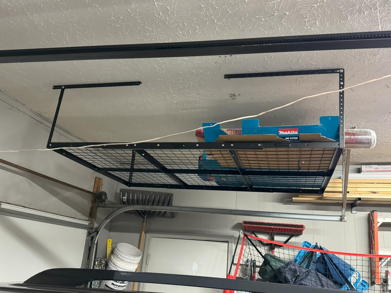 2x8ft Overhead Ceiling Garage Storage Rack, 400LBS Capacity, Black customer photo 2