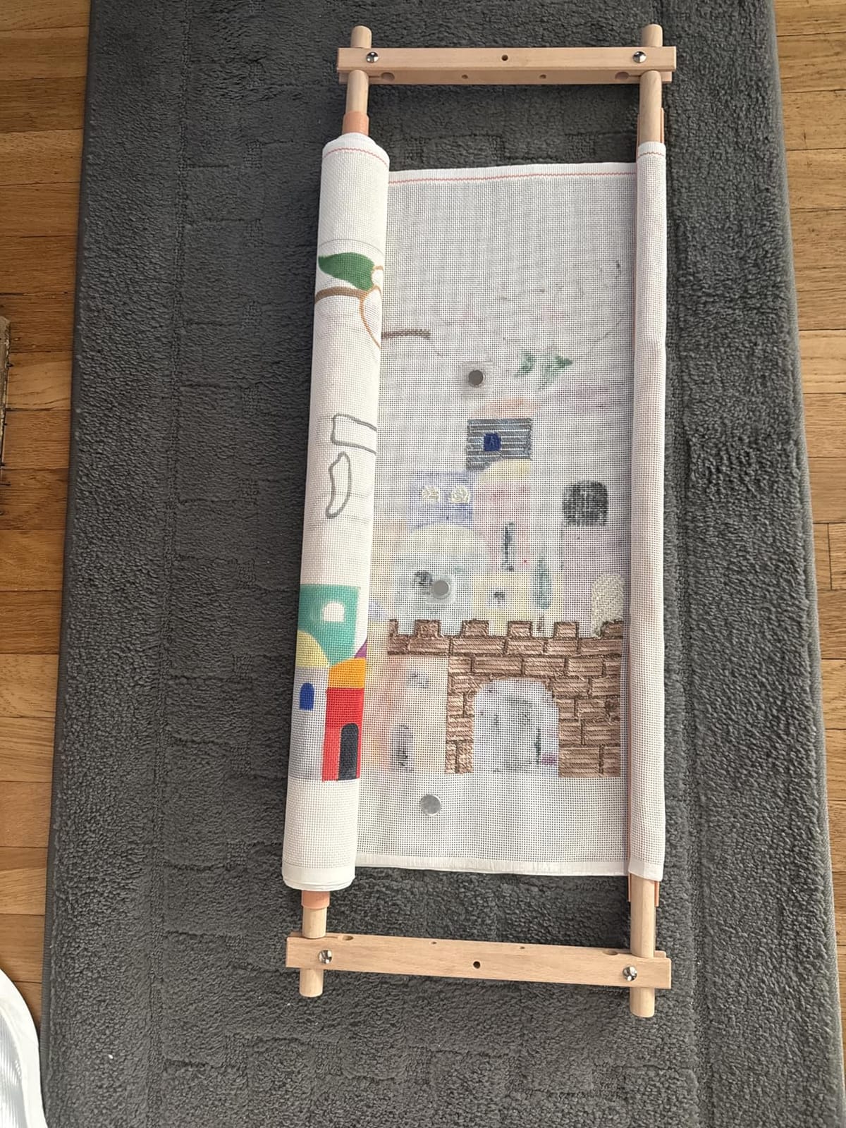 Large Beech Wood Embroidery Scroll Frame, 2-Part Adjustable Holder for Cross Stitch, Tapestry, Quilting, Sewing Needlepoint Projects customer photo 2