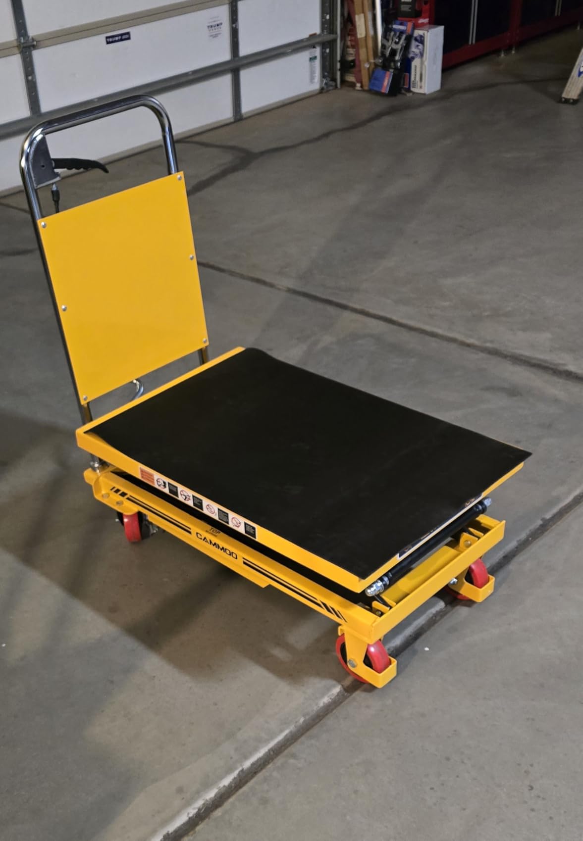 CAMMOO Hydraulic Lift Table Cart, 330 lb Double Scissor Lift, Yellow customer photo 1