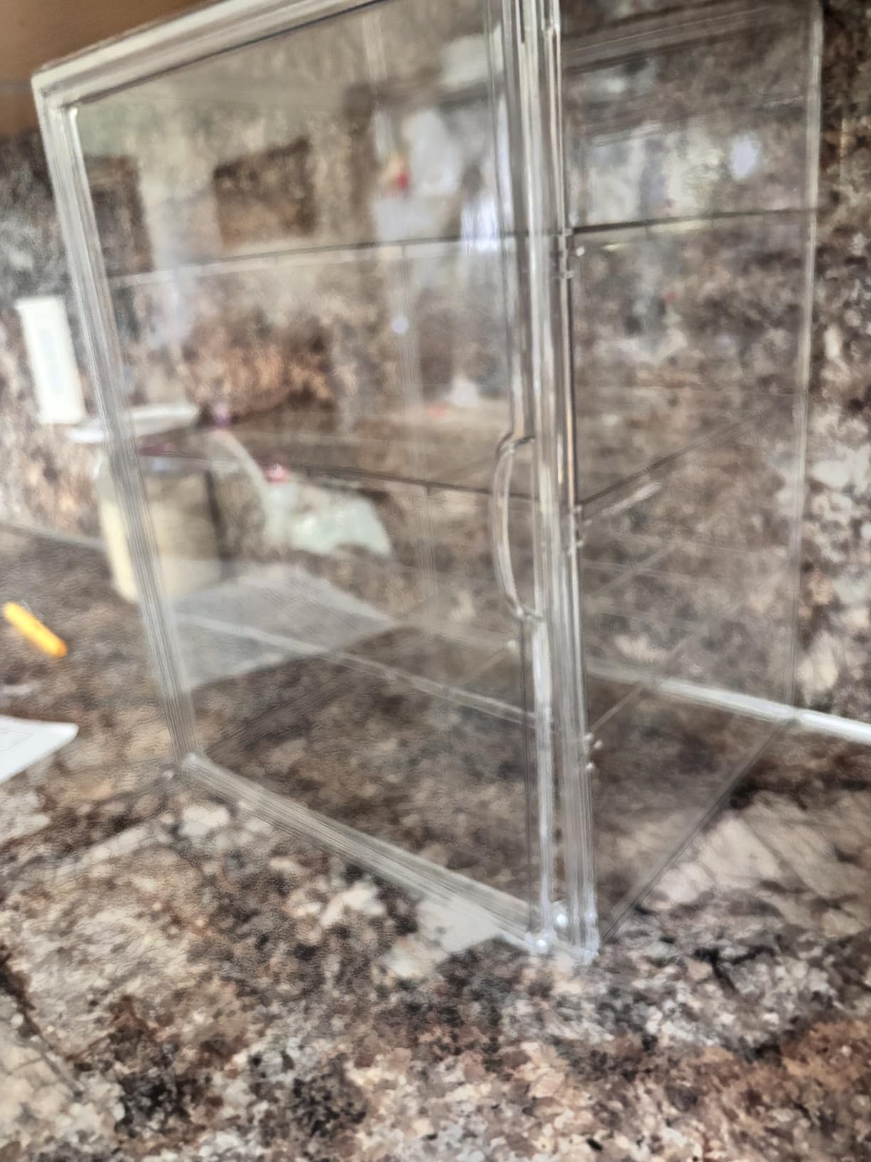 Pastry Display Case,Large Bakery Cookie Display Stand for Kitchen Countertop,4 Layers Adjustable Clear Bread Storage with Magnetic Door Bread Box and Cupcake Kitchen Counter 15.5x11.4x9.8 Inch customer photo 2