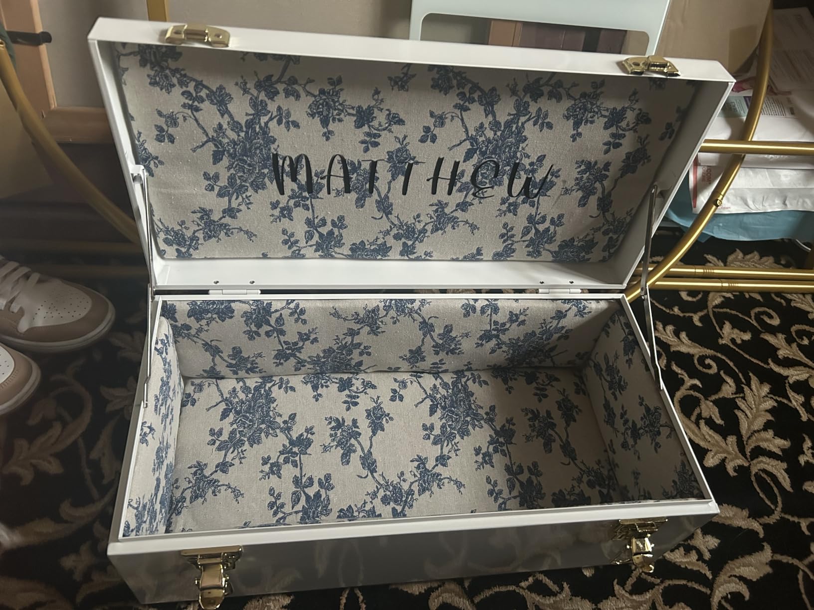 Vixdonos Large Metal Trunk Decorative Storage Box College Dorm Chest with Handle customer photo 1