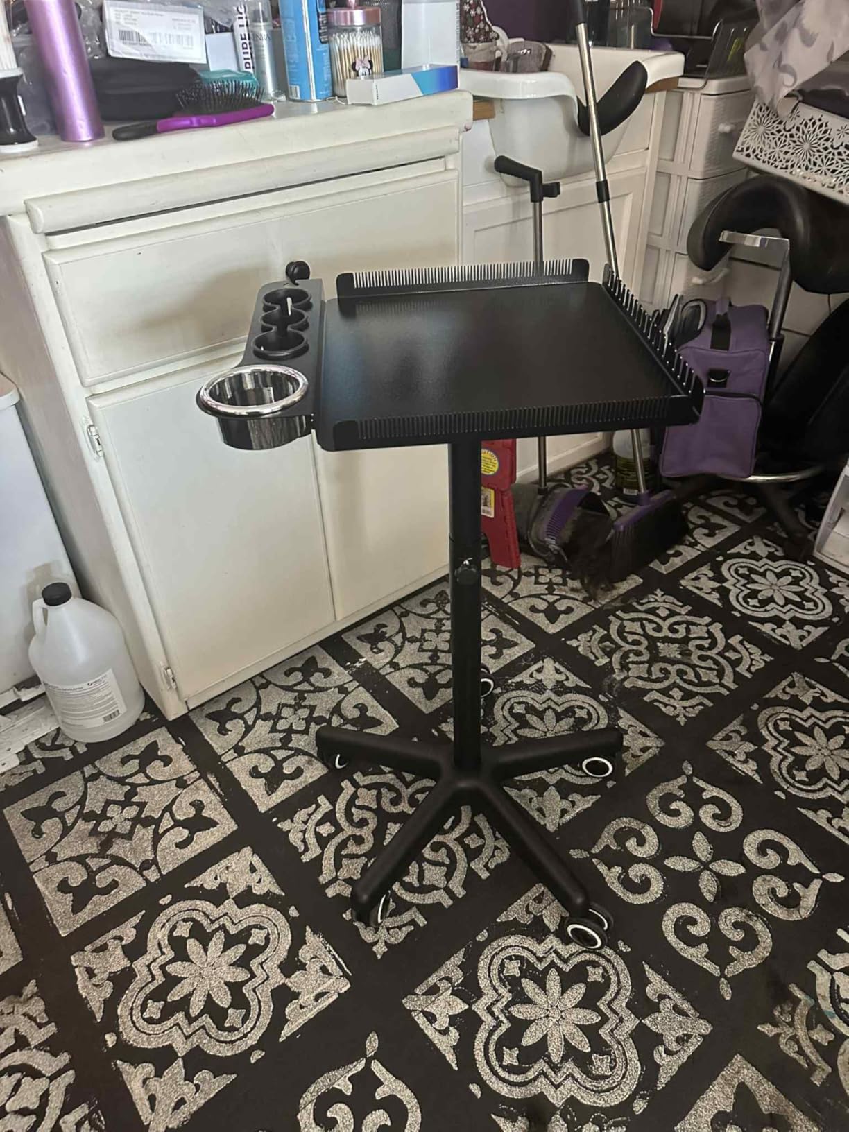 TASALON Professional Hair Styling Station Cart, Metal Rolling Hair Stylist Cart with 2 Magnetic Hair Color Bowls, Salon Trolley with Tool Holder and Hair Extension Stand for Hair Salon Stations customer photo 1