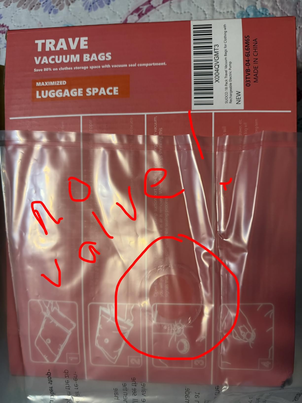 Travel Vacuum Bags for Clothing with Cordless Pump 18 Combo, Clear customer photo 2