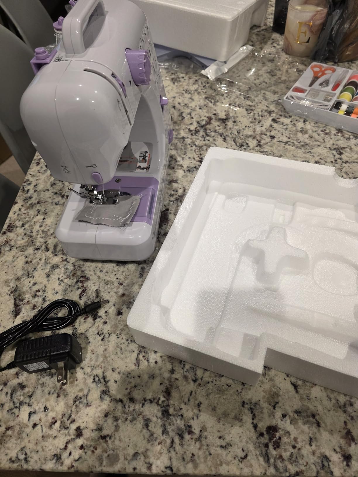 Sewing Machine with Extension Table, Mini Sewings Machines Portable Electric Sewing Machine, 12 Stitches Sewing Machines with LED Light, Sewings Accessory Kit, Ideal for Clothing, Pillowcases, Sheets customer photo 1