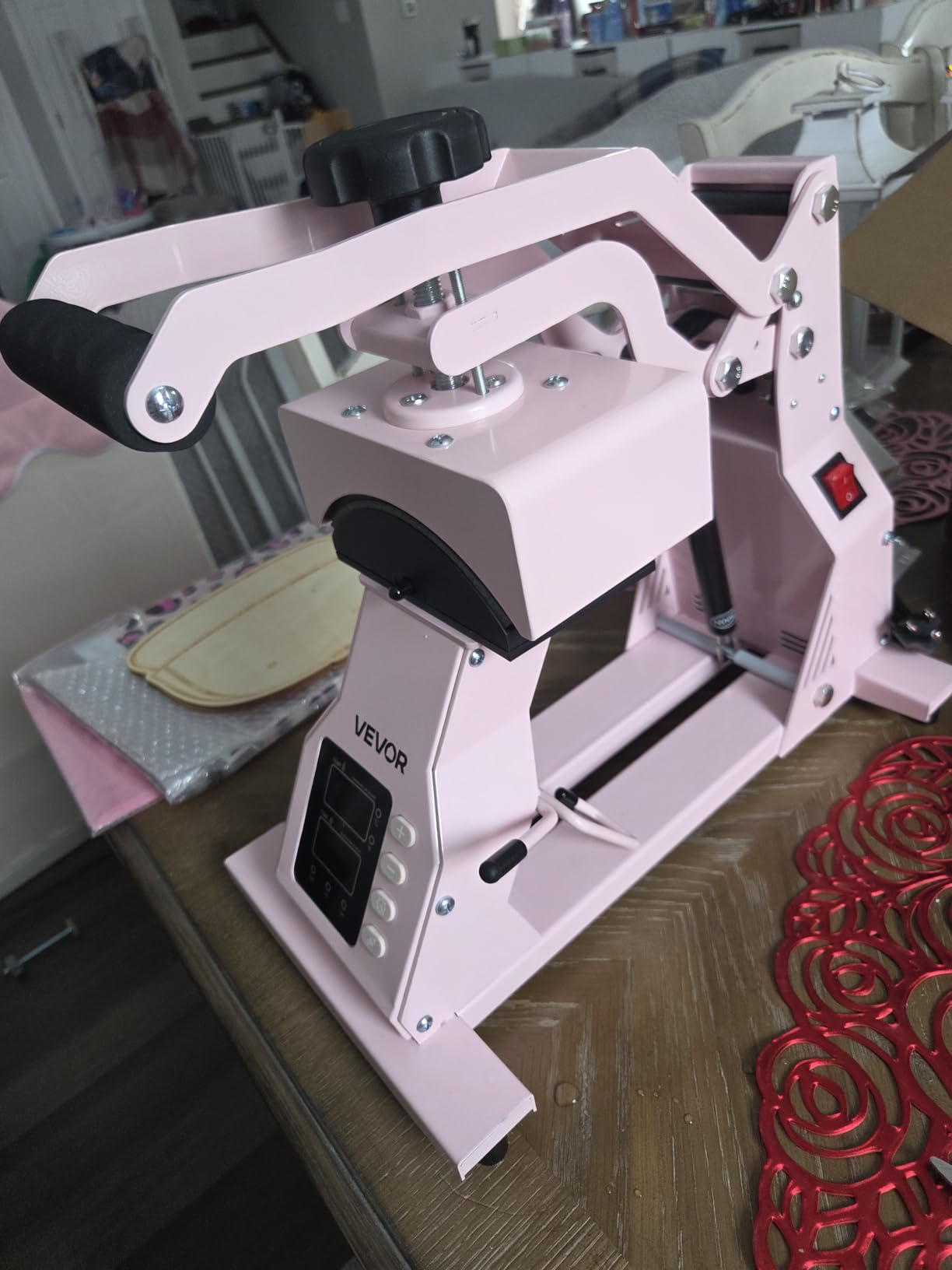 VEVOR Hat Heat Press Machine, with 2pcs Interchangeable Platens, Precise Temperature and Time Control, Hat Press for HTV Iron On and Sublimation Projects, for Caps, Headbands, Cuffs, Face Masks, Pink customer photo 1