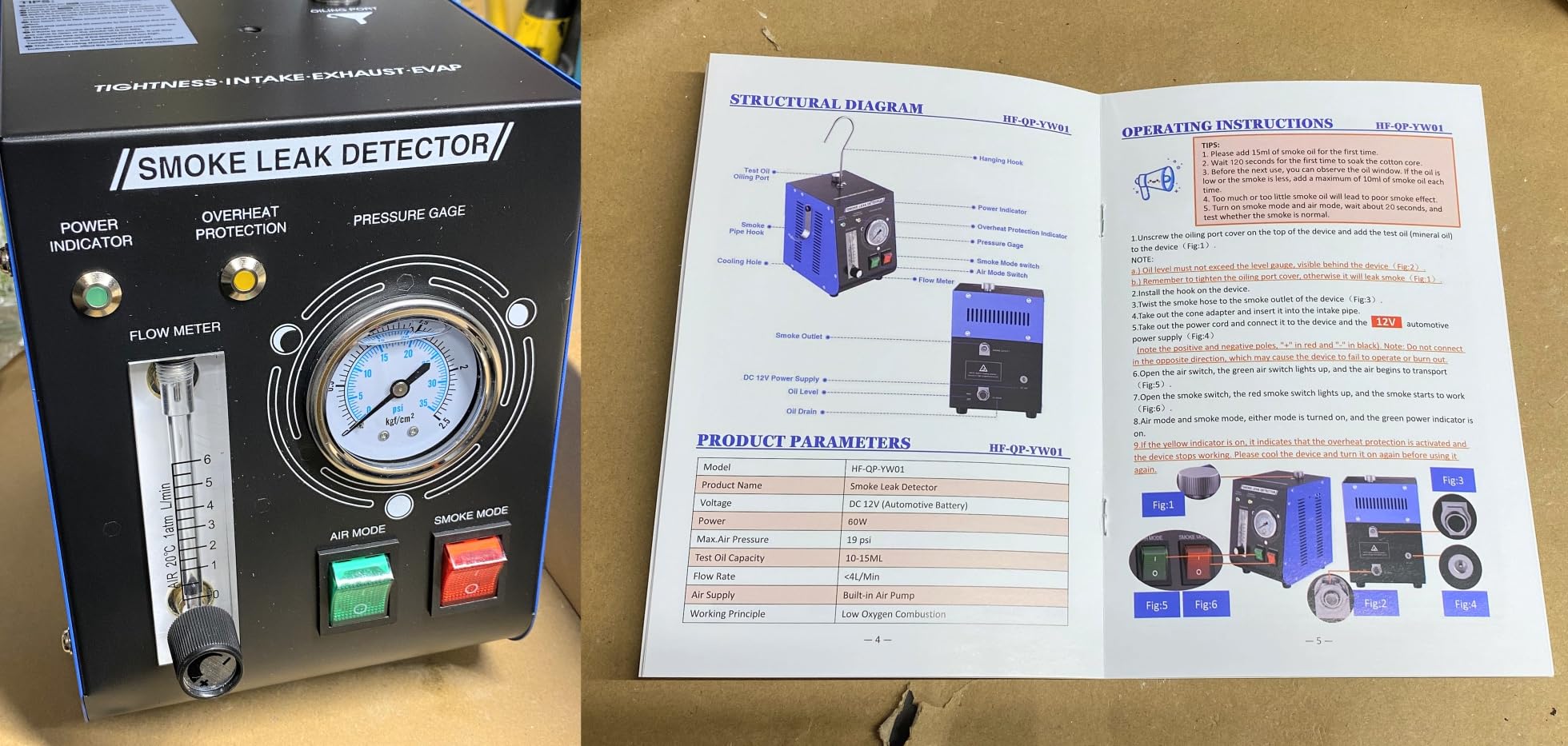 Automotive Smoke Machine, 12V DC Upgrade Leak Detector with Built-in Air Pump, Pressure Gauge & Flow Meter (YW01) customer photo 2