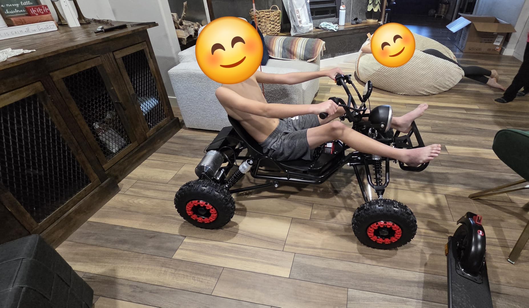 Electric Go Kart, 2000W Motor Go Kart for Adults & Kids with Premium Steel Tubular Frame, 3 Speed Off-Road Kart with 6'' Tires, Hydraulic/Rear Disc Brake, Up to 30MPH, 53.2''L*35.5''W*30''H customer photo 2