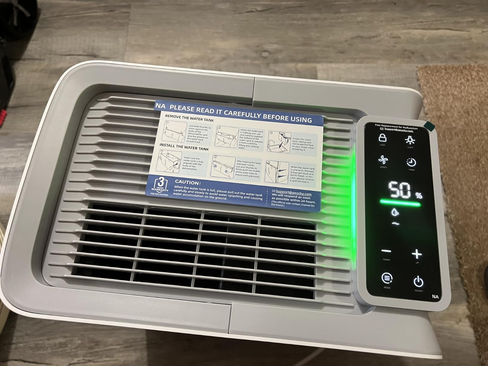 AEOCKY 50 Pint/Day, 3500Sq.Ft Ultra-Quiet 40dB Dehumidifier with Drain Hose customer photo 2