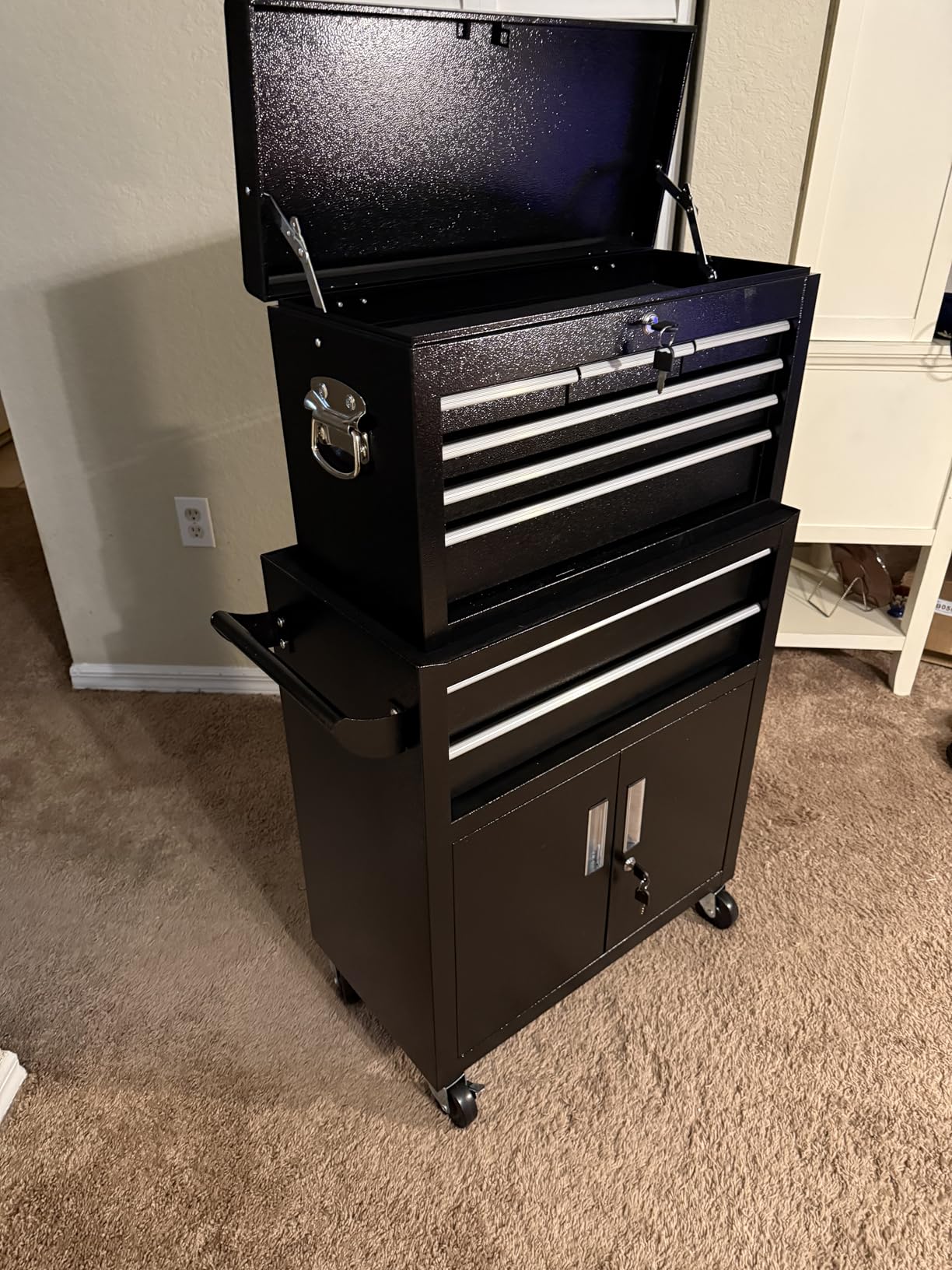 Superday 8 Drawer Rolling Tool Chest with Lock, Tool Storage Cabinet(Black) customer photo 1