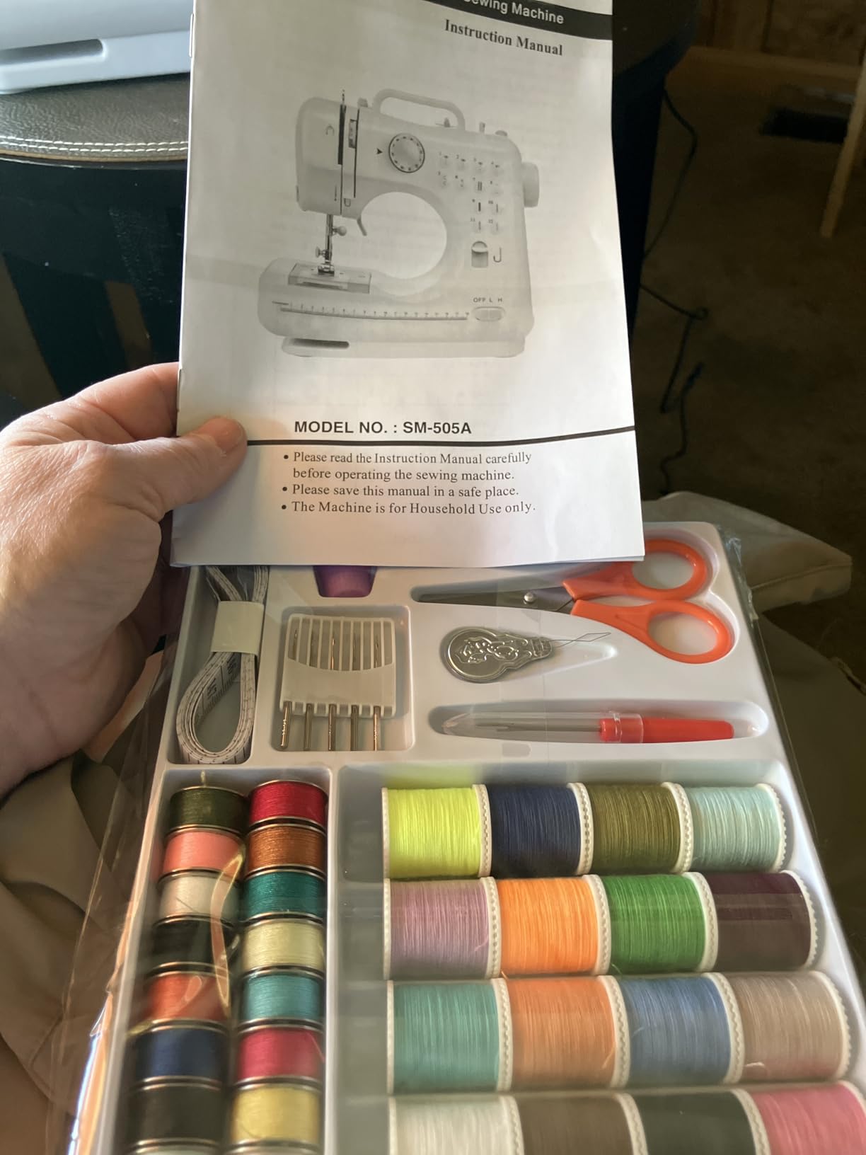 Portable Mini Electric Sewing Machine – 12 Built-in Stitches, 2-Speed Control, Foot Pedal Operation, Built-in Light, Storage Drawer & Complete Sewing Kit – Perfect for Beginners & Home Use (Purple) customer photo 1