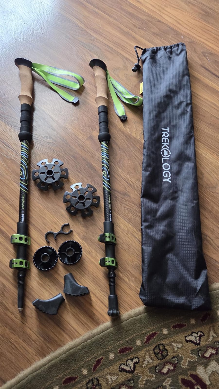 Trekology 3K Carbon Fiber Trekking Poles (210g) - Pair of Ultralight Hiking Poles with Cork Grips, Collapsible Telescopic Walking Sticks, Metal Flip-Locks & 10pc All-Terrain Accessory Kit customer photo 1