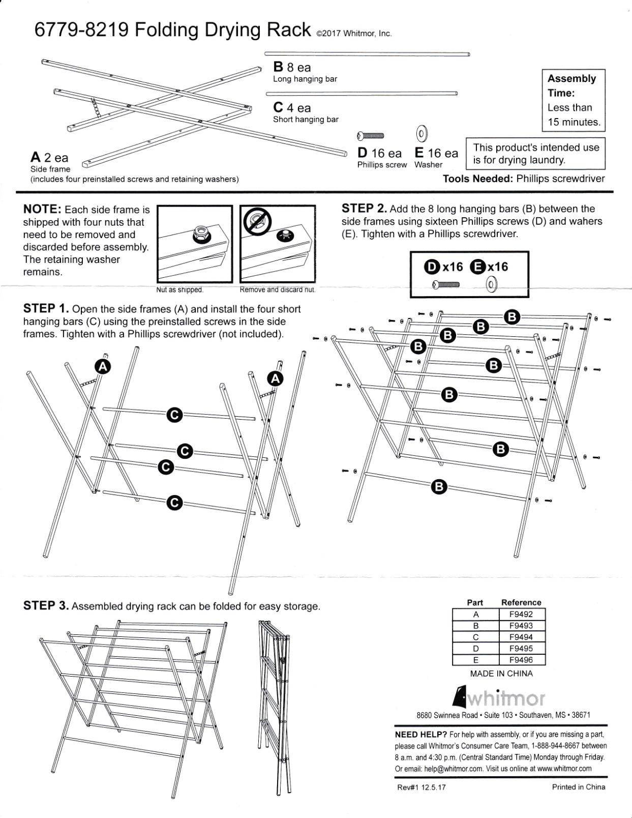 Whitmor Drying Rack Clothing,Large 12 Drying Poles Clothes Drying Rack,Foldable Portable Laundry Drying Rack for Air Drying Clothing,Towel,Delicate Eac for Indoor & Outdoor customer photo 1