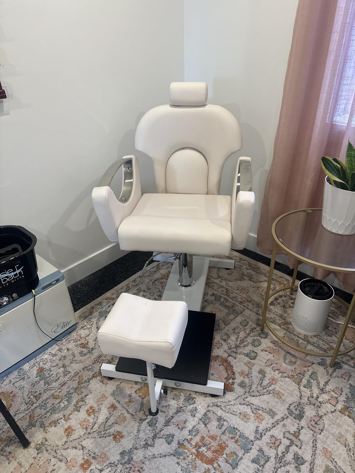 KIGOTY Pedicure Chair No Plumbing with Massage Bath,360°Swivel,Pillow,Beige customer photo 1