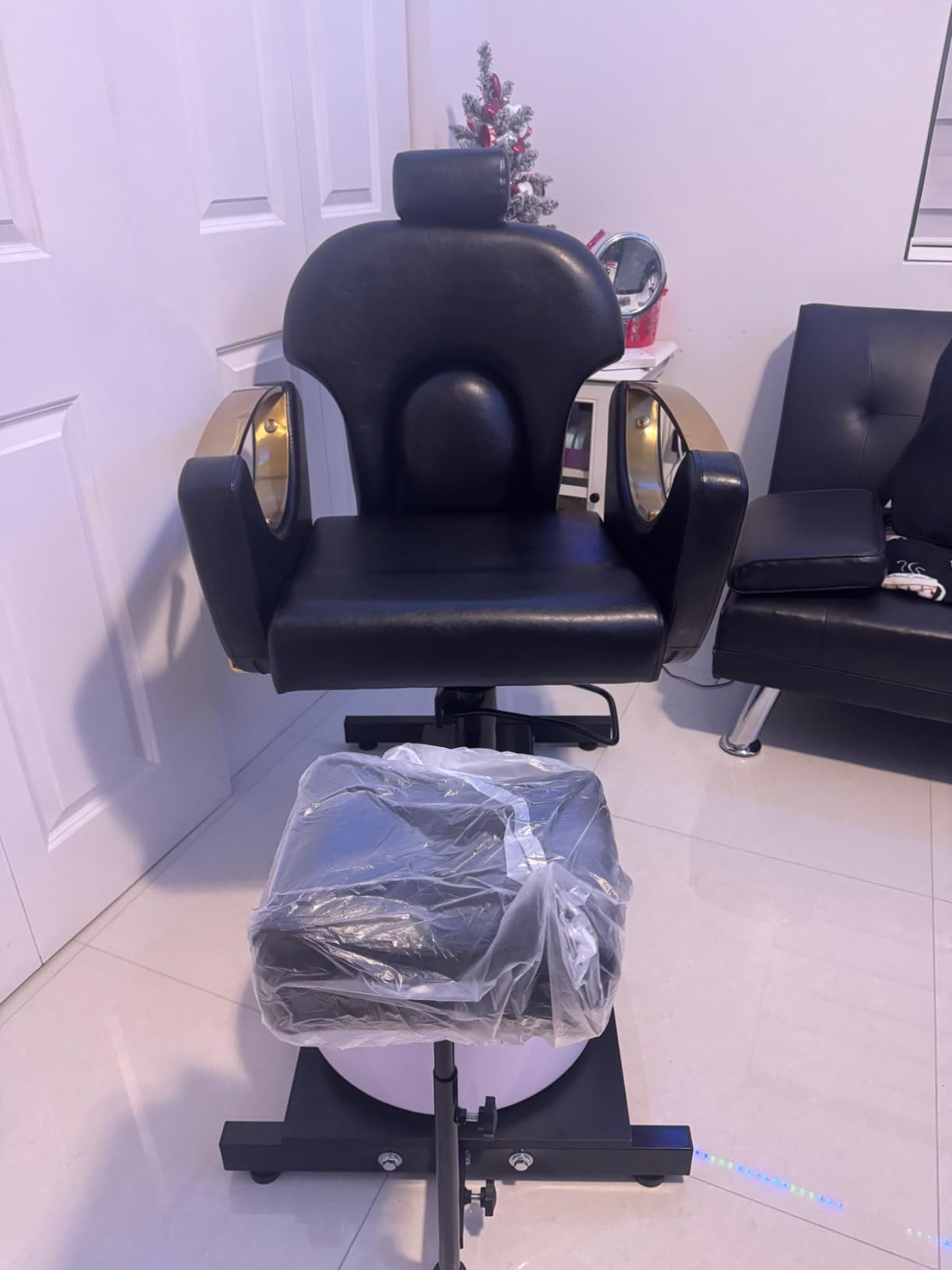 LOUVIXA Pedicure Station No Plumbing, Hydraulic Pedicure Chair for Nail Tech, Height Adjustable Reclining Pedicure Station Unit, with Massage Foot Bath customer photo 2