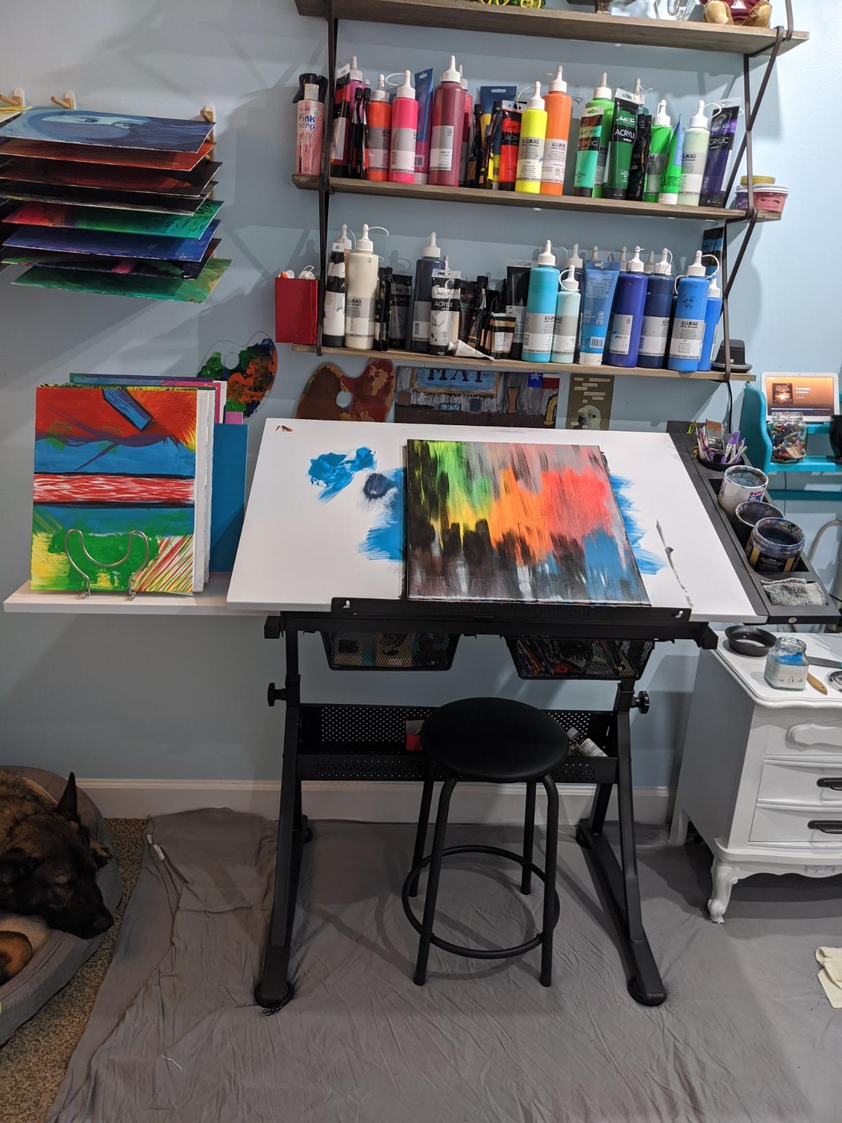 Studio Designs Fusion Drafting Table with Integrated LED Light Pad, Height & Angle Adjustable Tempered Glass Light Table, Artograph Light Pad, Storage Drawers & Side Shelf customer photo 1