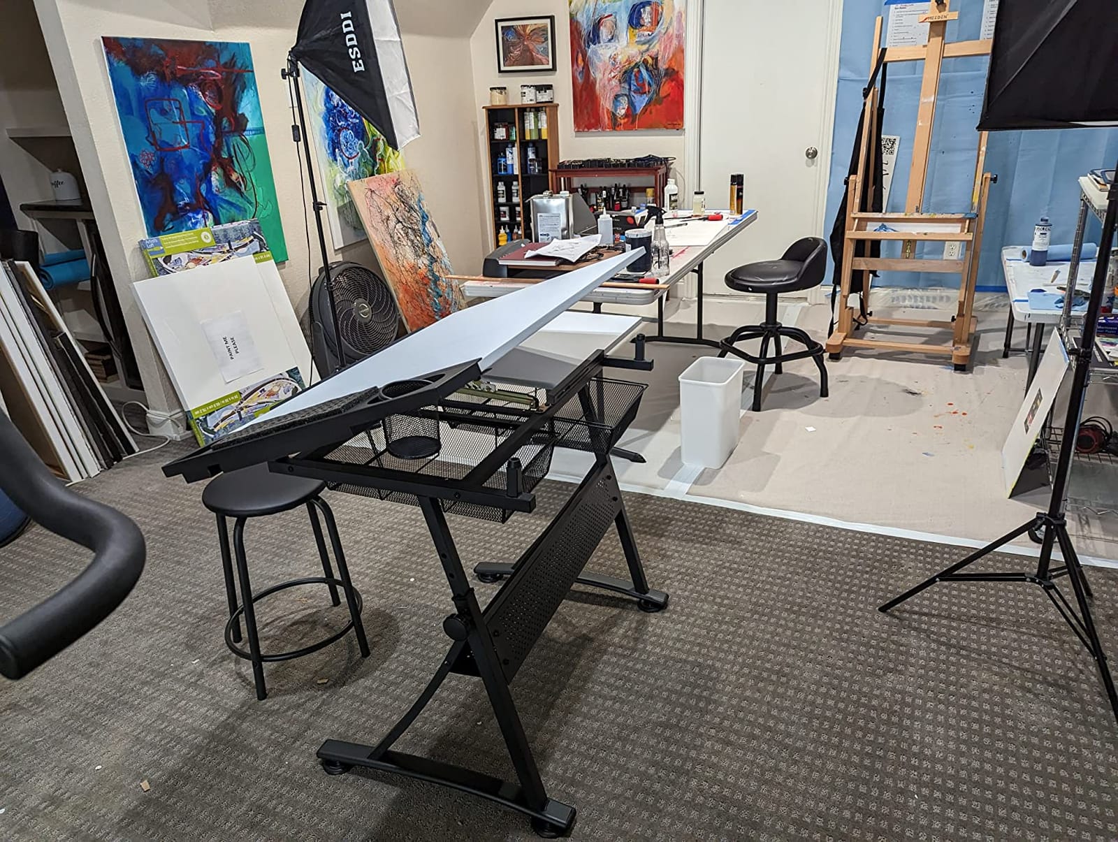 Studio Designs Fusion Drafting Table with Integrated LED Light Pad, Height & Angle Adjustable Tempered Glass Light Table, Artograph Light Pad, Storage Drawers & Side Shelf customer photo 2