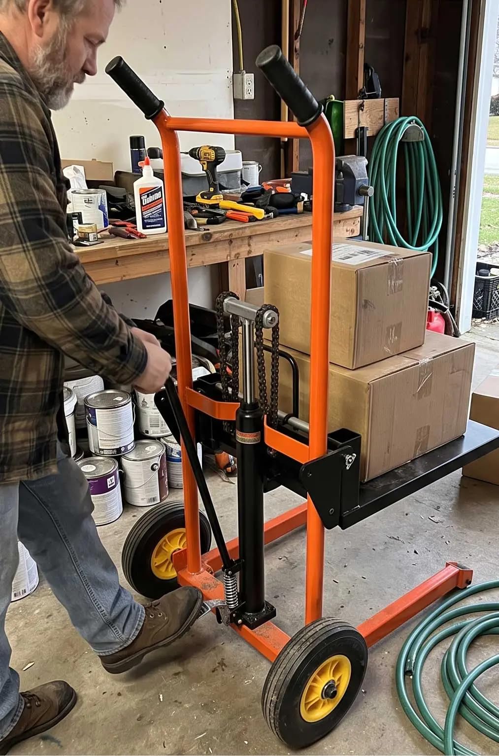 900 lb Hydraulic Material Lift Stacker, Manual Pallet Truck Dolly with Lift Table, 40