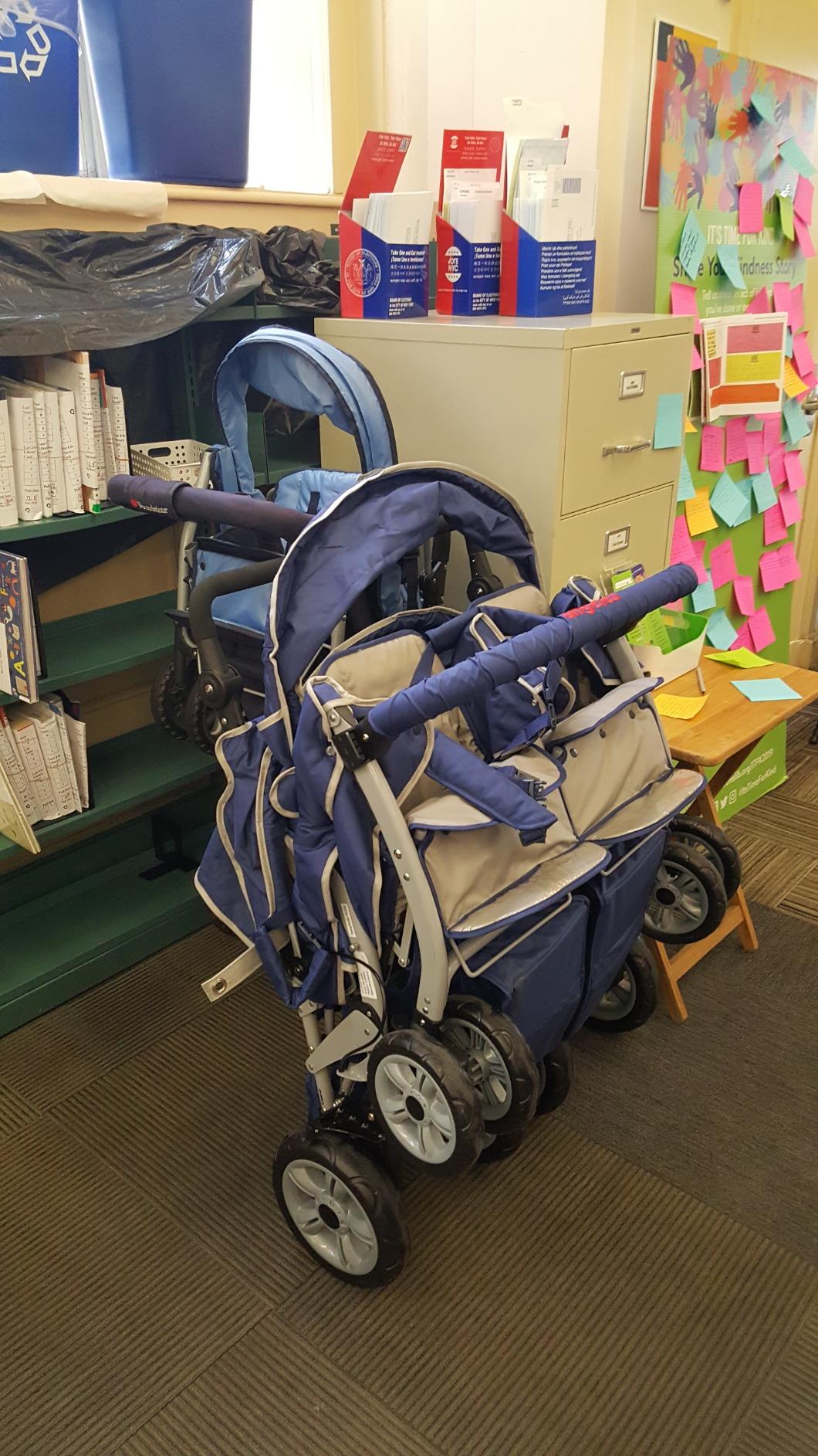 Children’s Factory Infant Toddler SureStop Folding Commercial Bye-Bye Stroller (4-Passenger), Blue customer photo 1