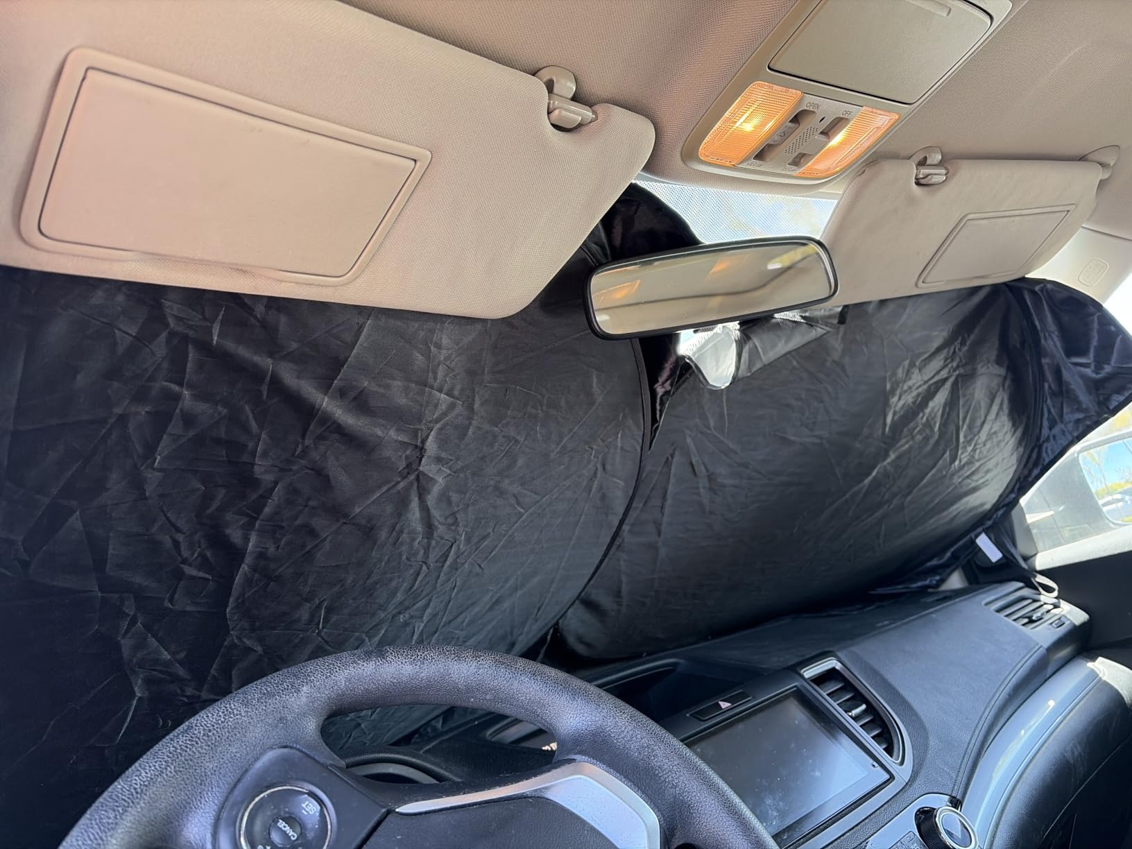 Magnelex Car Windshield Sunshade – Double-Layer Design for 2X Heat Blocking, Blocks UV Rays, Foldable Sun Shade for Cars, Trucks & SUVs, Keeps Interior Cooler, Medium (59 x 31 in) customer photo 2