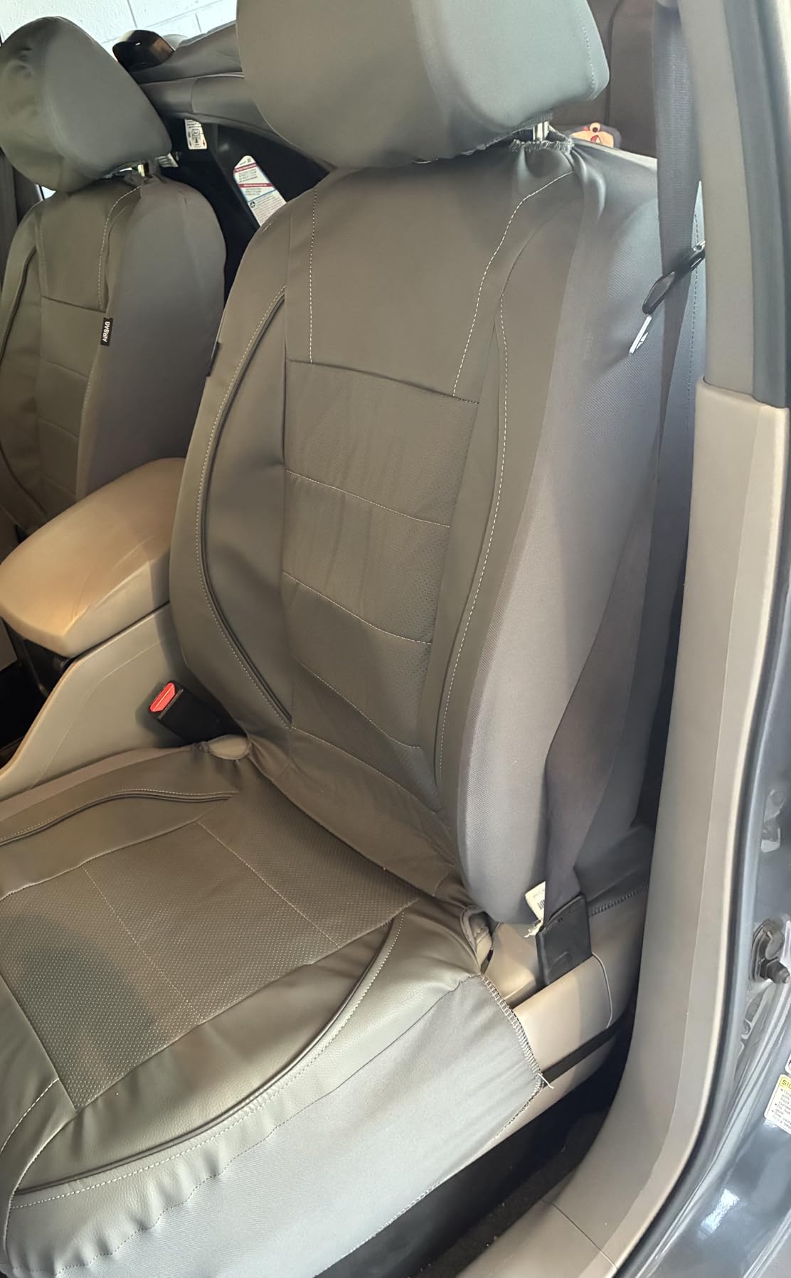 CAR PASS Universal FIT Piping Leather Car Seat Cover, for suvs,Van,Trucks,Airbag Compatible,Inside Zipper Design and Reserved Opening Holes (Full Set, Black and Red) customer photo 2