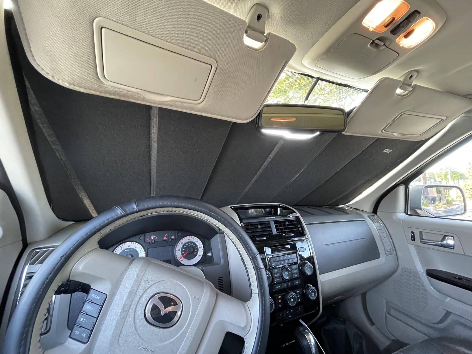 Front Car Windshield Sun Shade Compatible with 90-18 Mercedes G550 G55 G63 G65 | Custom Fit Visor Accordion Fold Style Sun Protector | Silver & Grey 1-pc Set | SS-238 customer photo 1