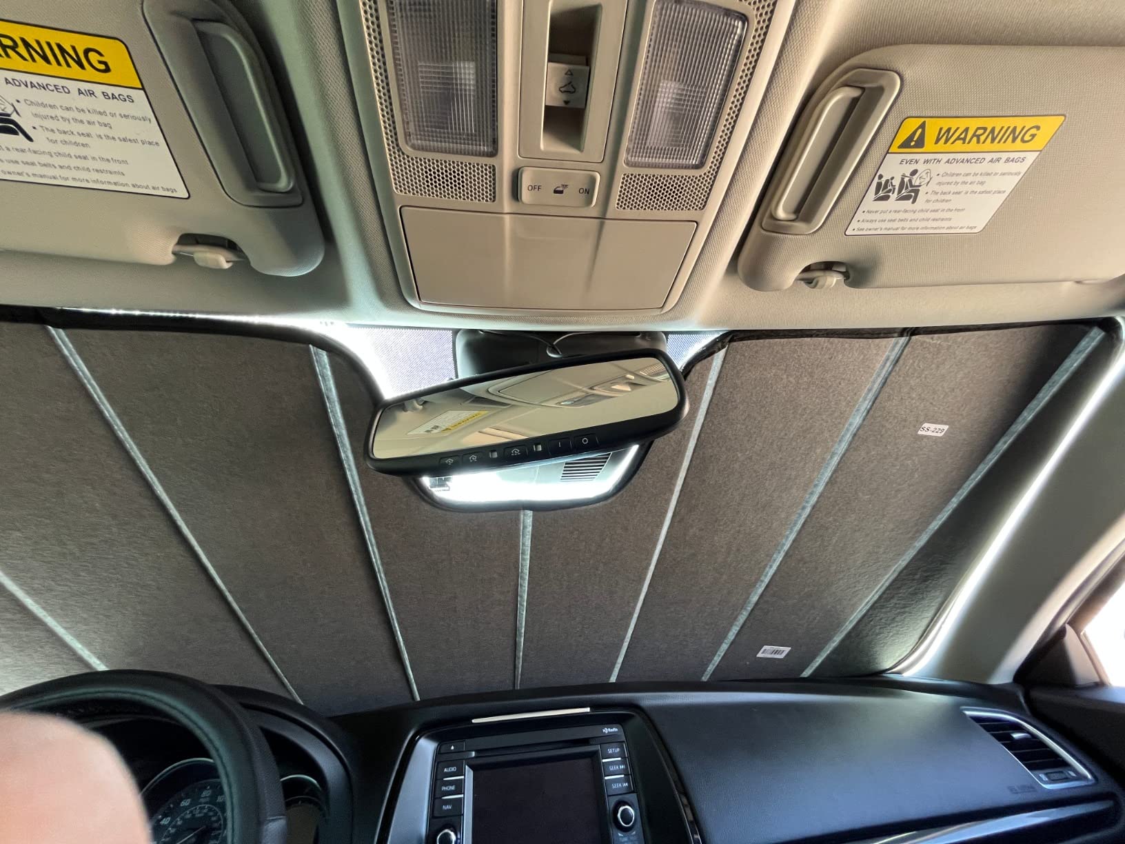 Front Car Windshield Sun Shade Compatible with 90-18 Mercedes G550 G55 G63 G65 | Custom Fit Visor Accordion Fold Style Sun Protector | Silver & Grey 1-pc Set | SS-238 customer photo 2