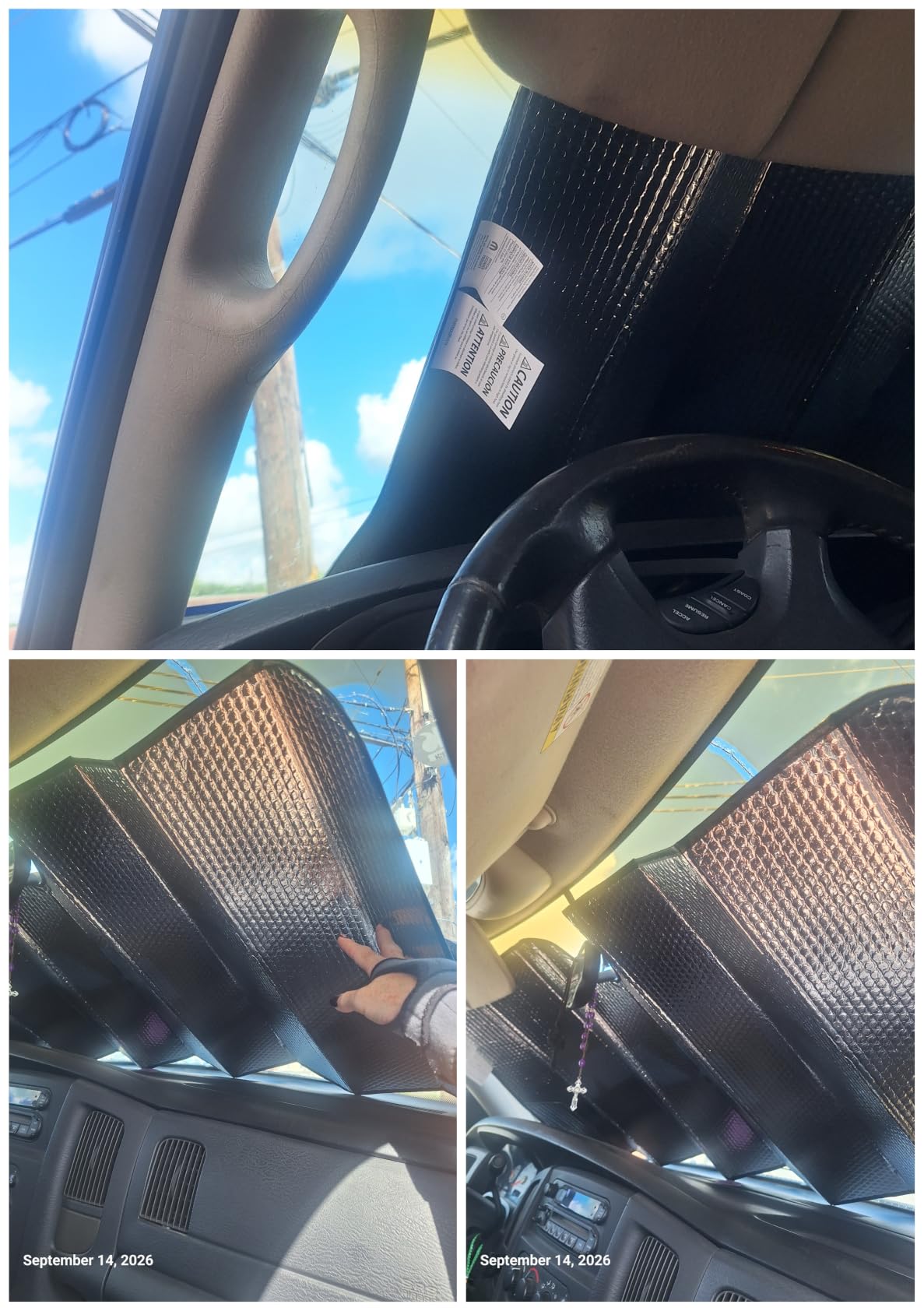 Plasticolor 003860R01 RAM Logo Black Matte Finish Front Windshield Accordion Sunshade customer photo 2