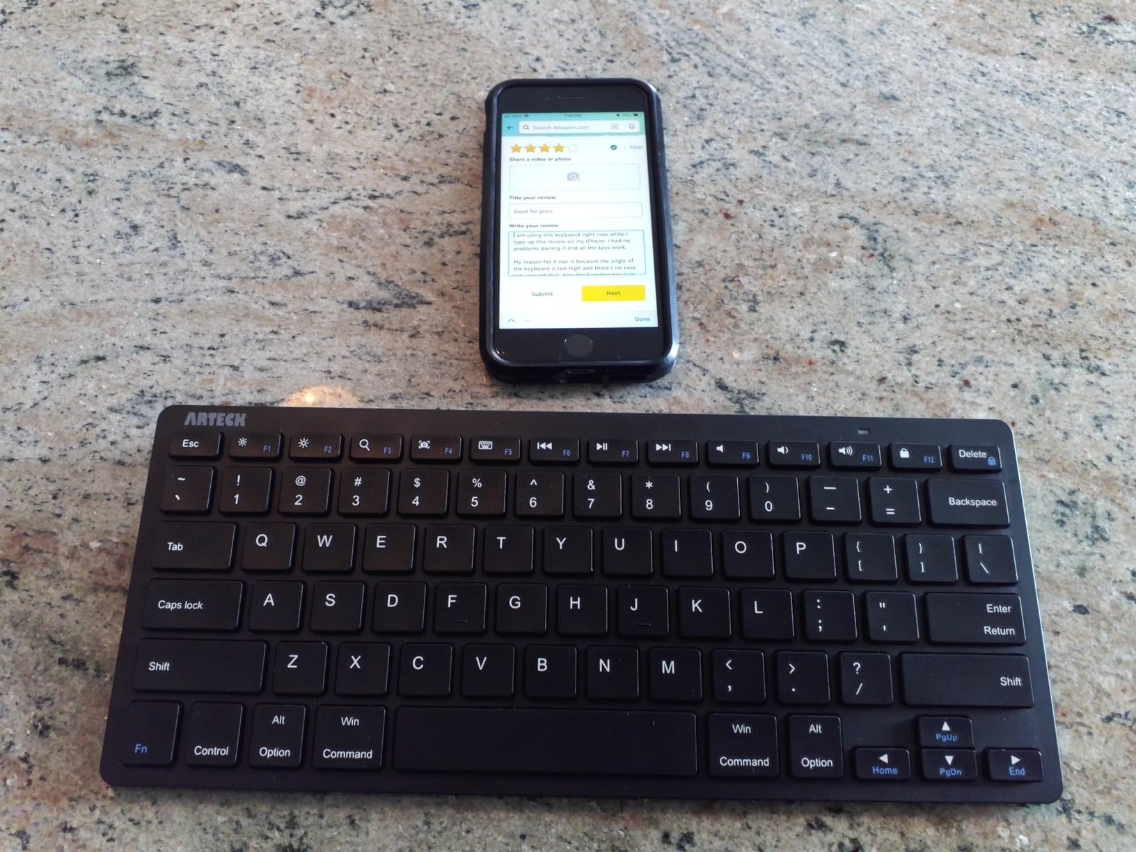 Arteck Compact Wireless Bluetooth Keyboard for iPad Tablet iPhone PC Black customer photo 2