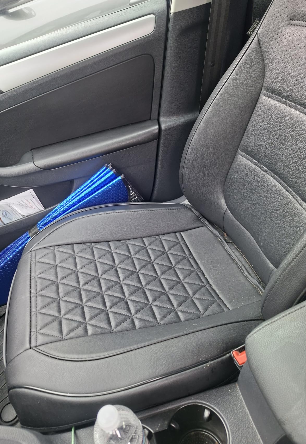 Black Panther Luxury Faux Leather Car Seat Cover Front Bottom Seat Cushion Cover, Anti-Slip and Wrap Around The Bottom, Fits 95% of Vehicles - 1 Piece,Black customer photo 1