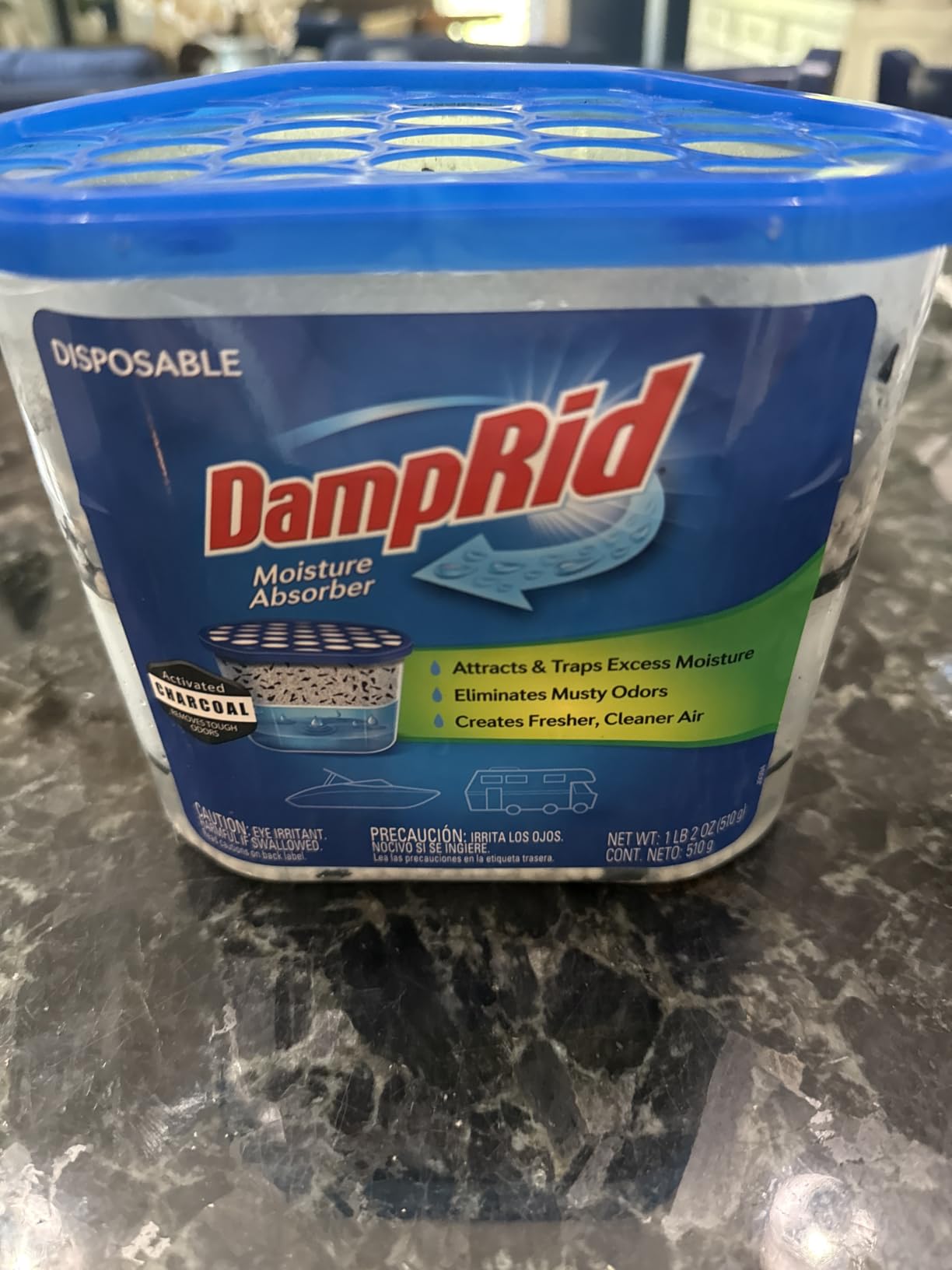 DampRid Fragrance Free Disposable Moisture Absorber & Odor Remover with Activated Charcoal, 18 oz., 3 Pack, Lasts Up To 60 Days, No Electricity Required customer photo 1