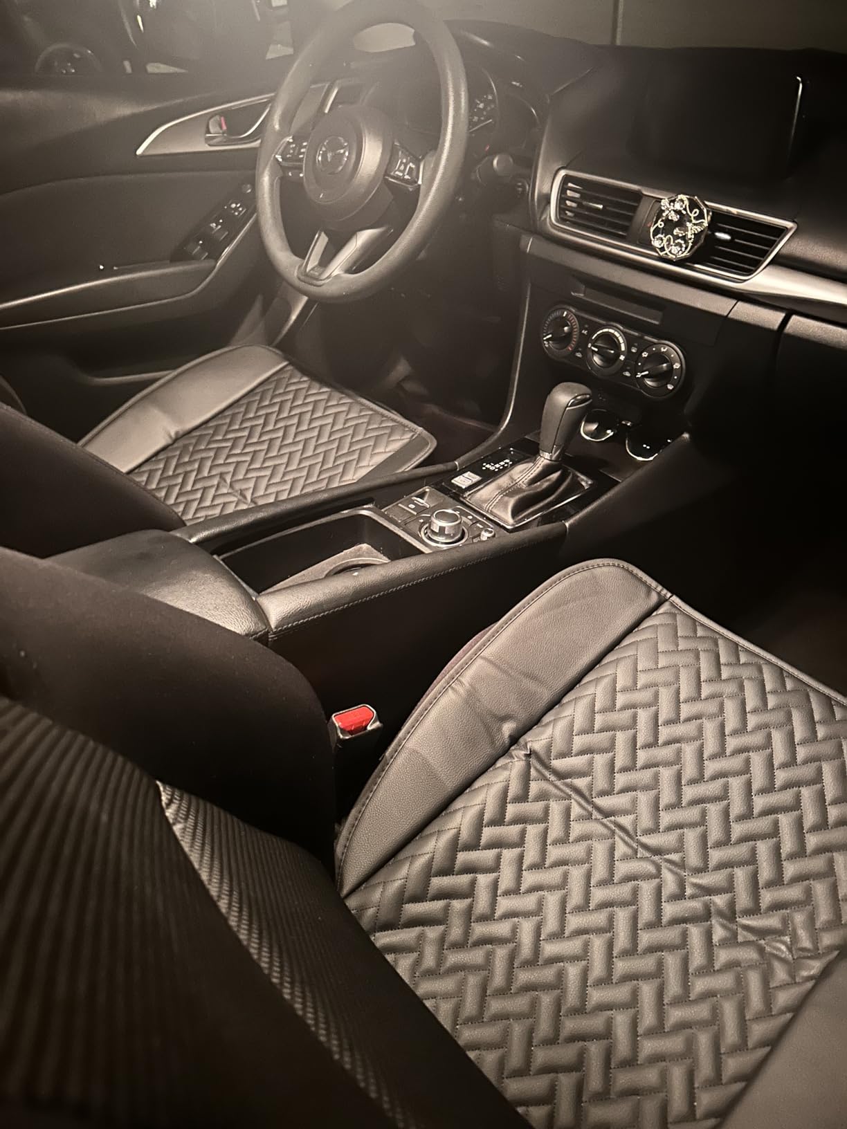 West Llama Pu Leather Car Seat Bottom Covers Protectors Include 1 Pair Front Driver Seat Pad Mat and 1 Rear Bench Cover Universal Fit 90% Vehicles,Black customer photo 1