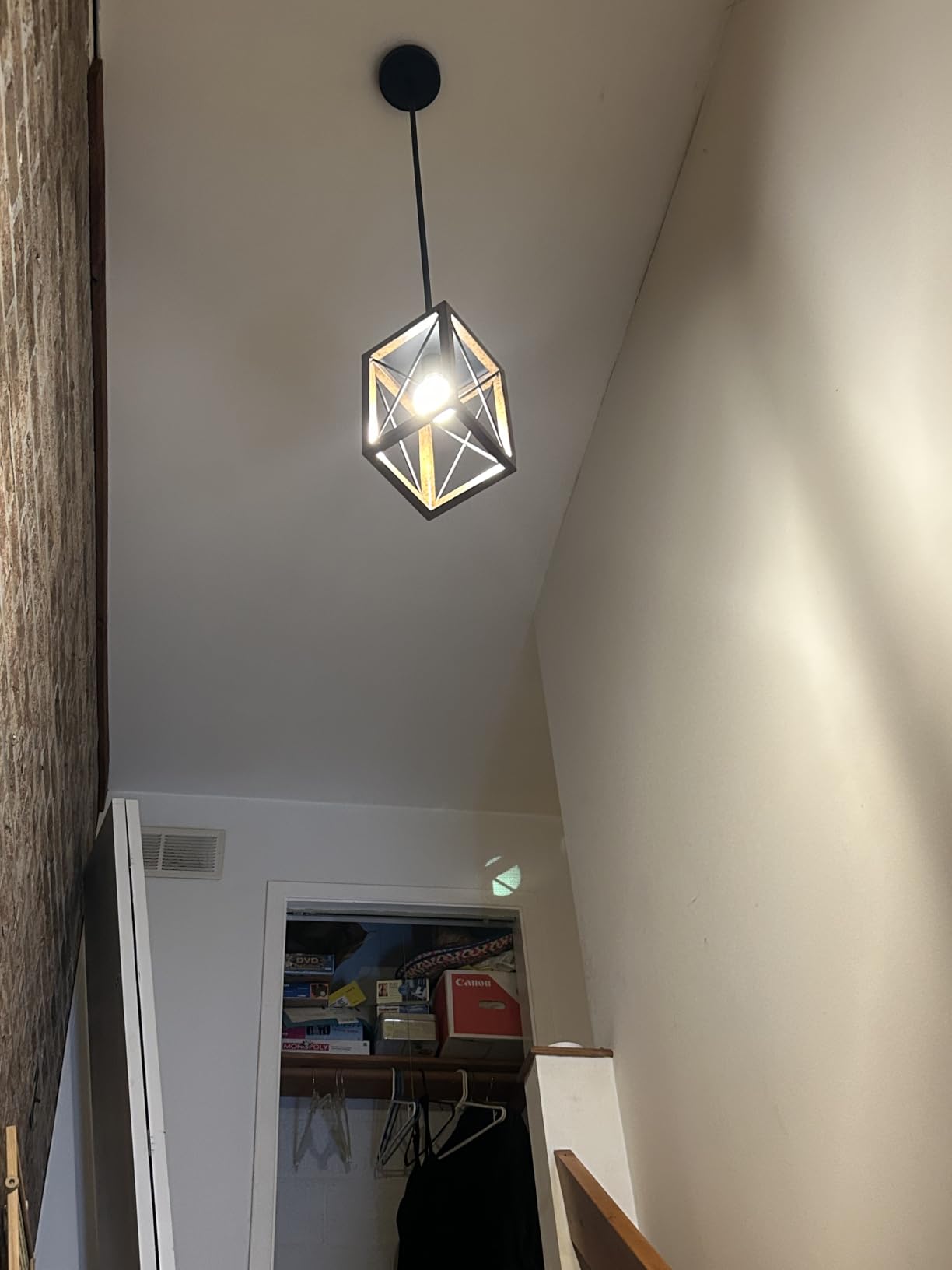 DEWENWILS Farmhouse Pendant Light Kitchen Island Wood Grain Brown customer photo 1