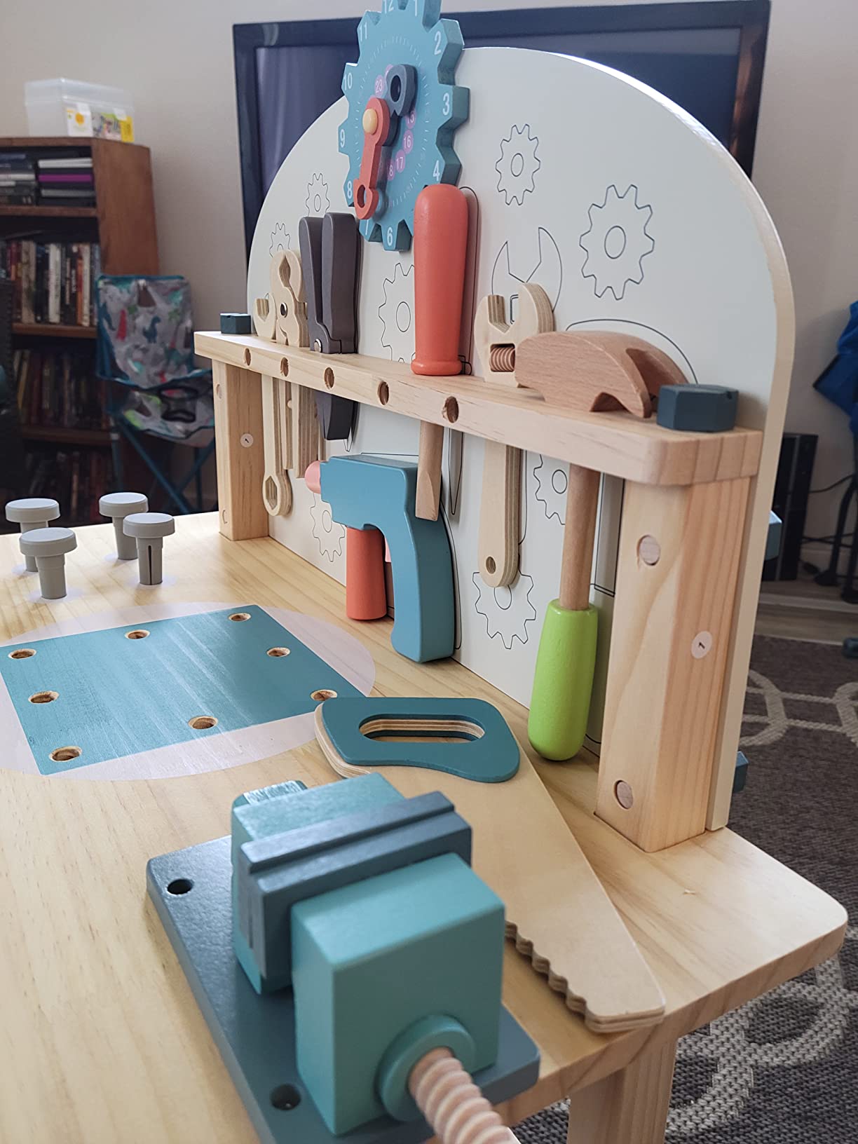 ROBUD Wooden Play Tool Workbench Set for Kids, Construction Toy Bench customer photo 1