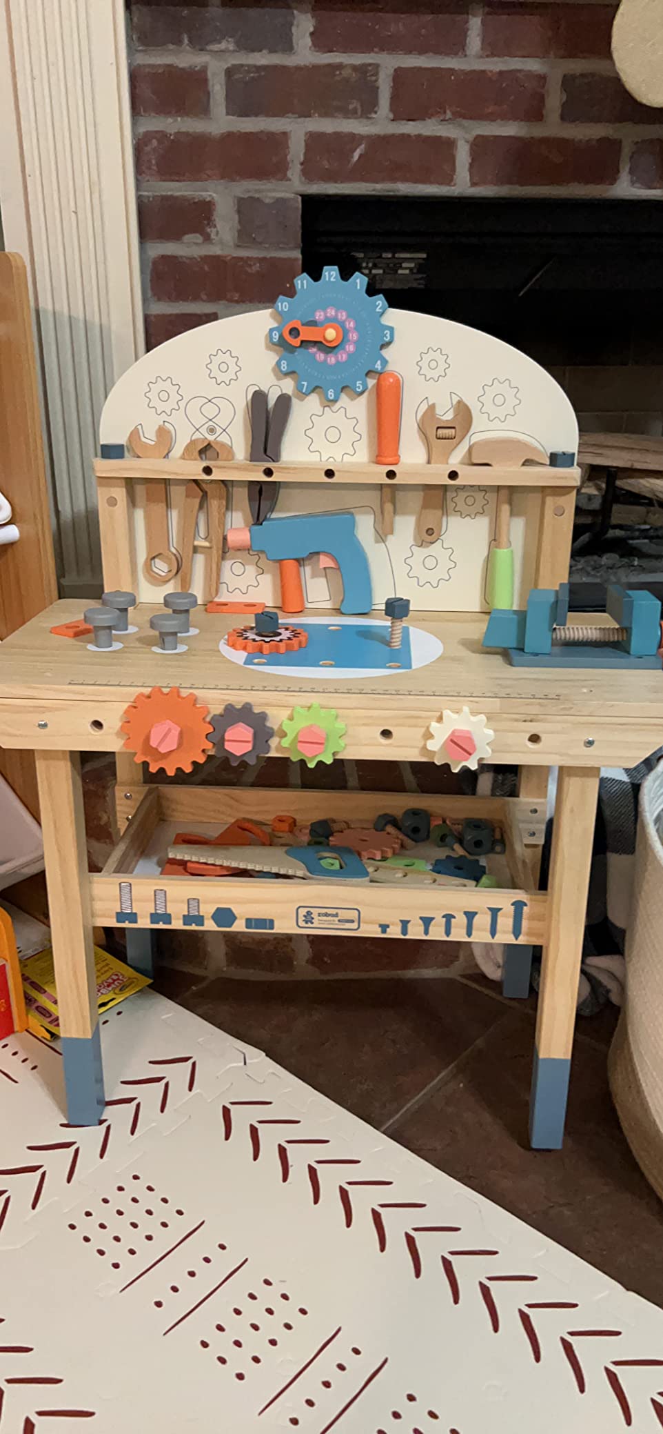 ROBUD Wooden Play Tool Workbench Set for Kids, Construction Toy Bench customer photo 2